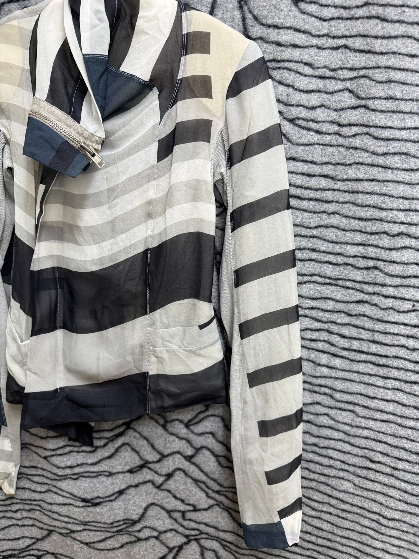 Rick Owens Rick Owens Tulle Mesh Stripe Biker Jacket Size M / US 6-8 / IT 42-44 - 3 Thumbnail