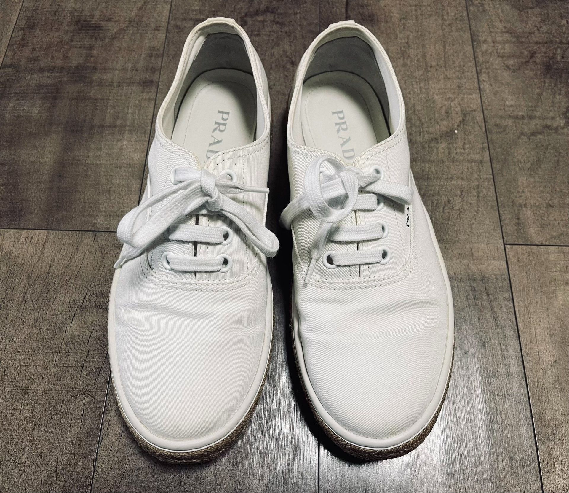 Prada Prada Classic White Leather Sneakers Size US 10 / EU 43 - 2 Thumbnail