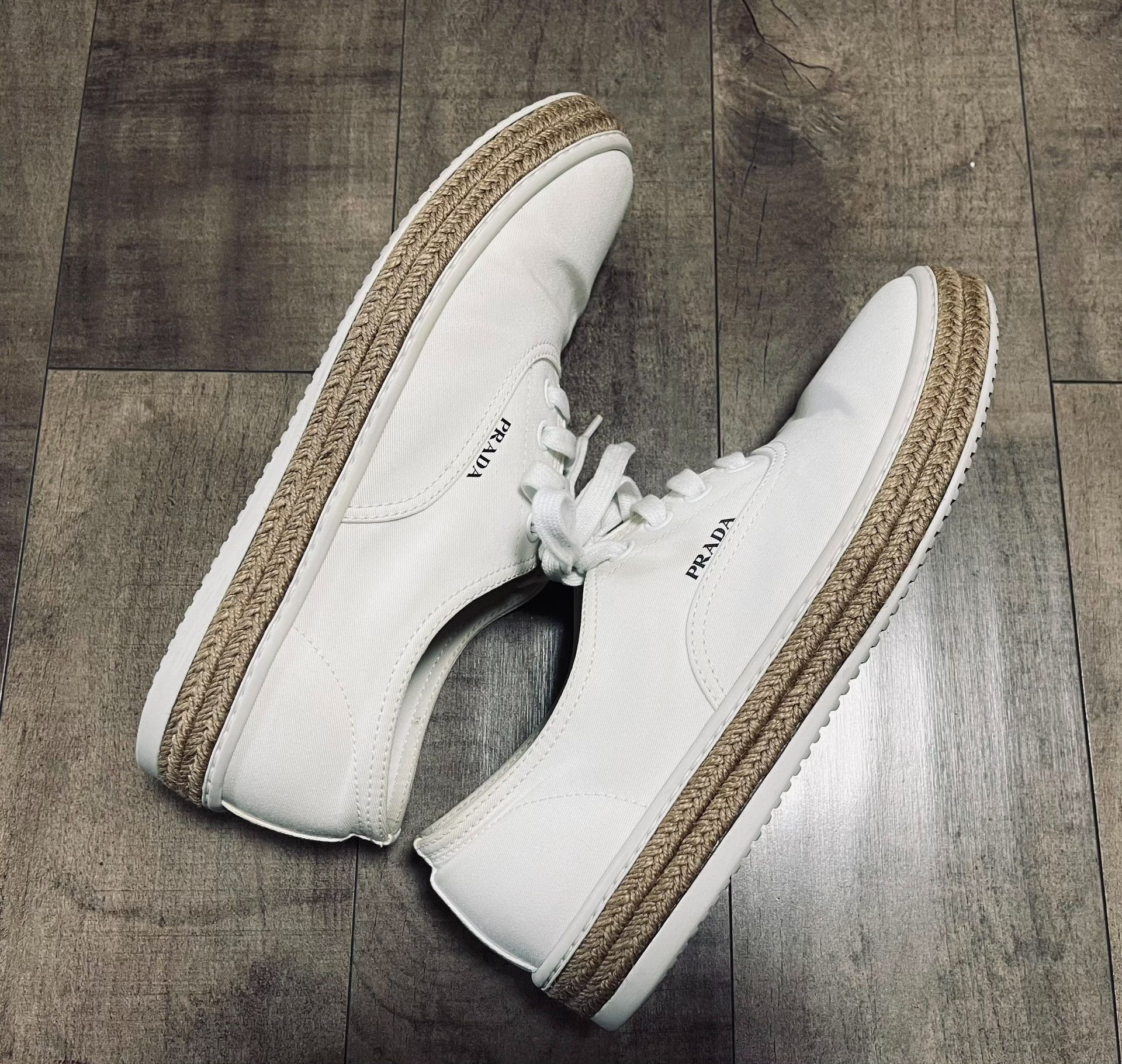 Prada Prada Classic White Leather Sneakers Size US 10 / EU 43 - 8 Thumbnail