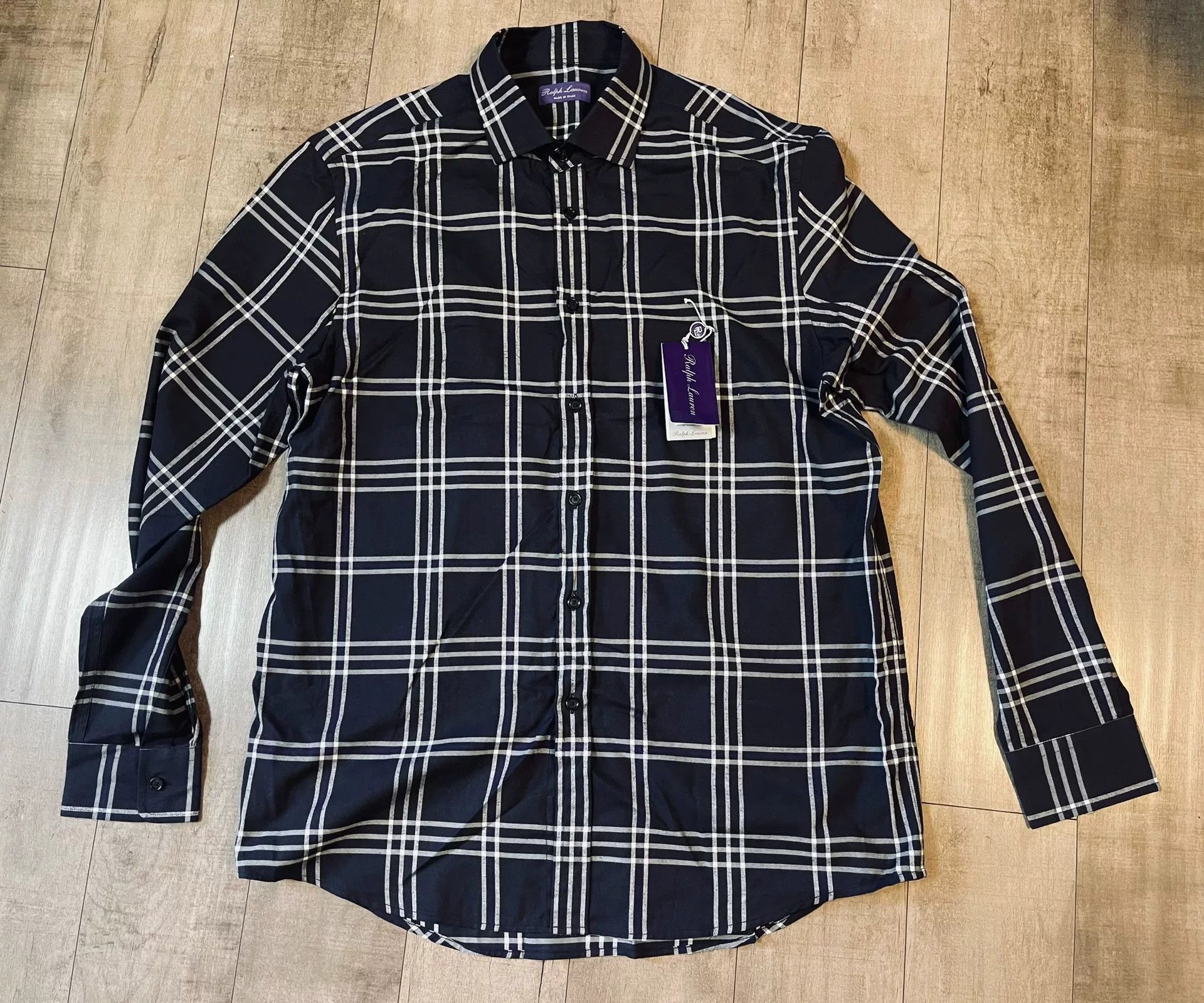 Ralph Lauren Purple Label Ralph Lauren Purple Label Check French Collar Shirt Size US XL / EU 56 / 4 - 2 Thumbnail