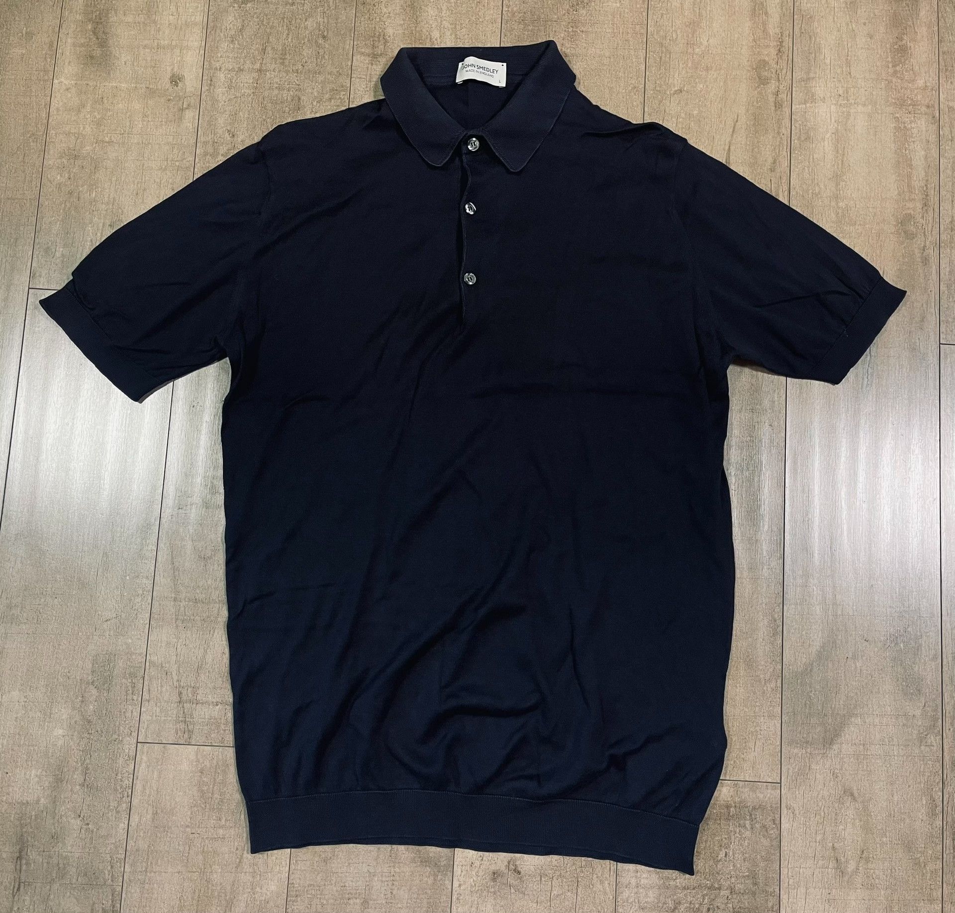 John Smedley John Smedley Navy Sea Island Cotton Polo Size US M / EU 48-50 / 2 - 2 Thumbnail