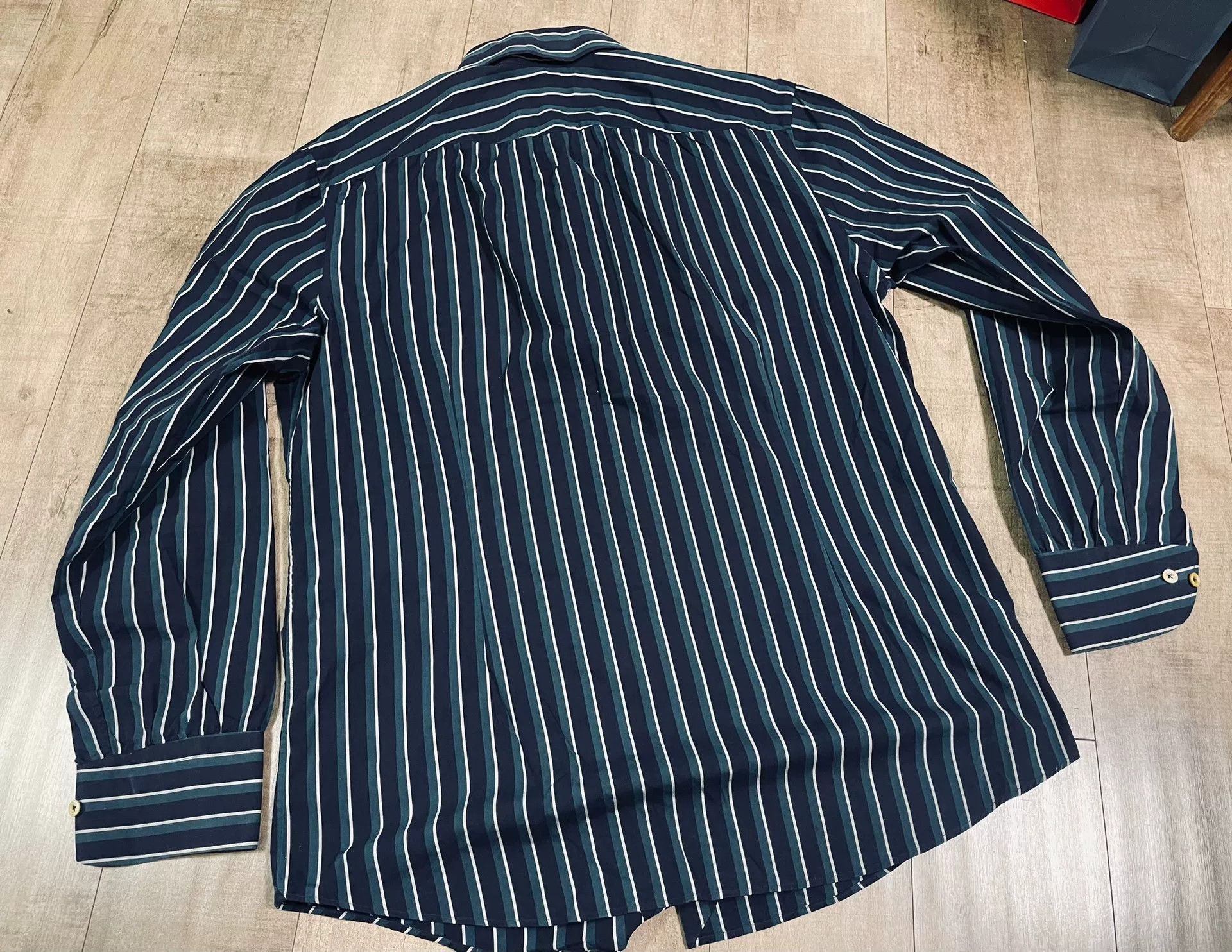 Vintage Navy Green Stripe Shirt The Refinery TR Size US M / EU 48-50 / 2 - 8 Thumbnail