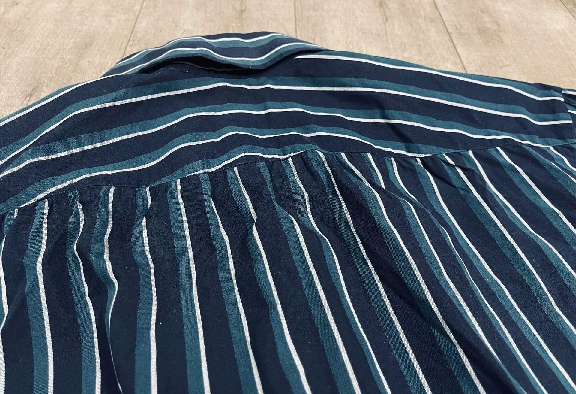 Vintage Navy Green Stripe Shirt The Refinery TR Size US M / EU 48-50 / 2 - 7 Thumbnail