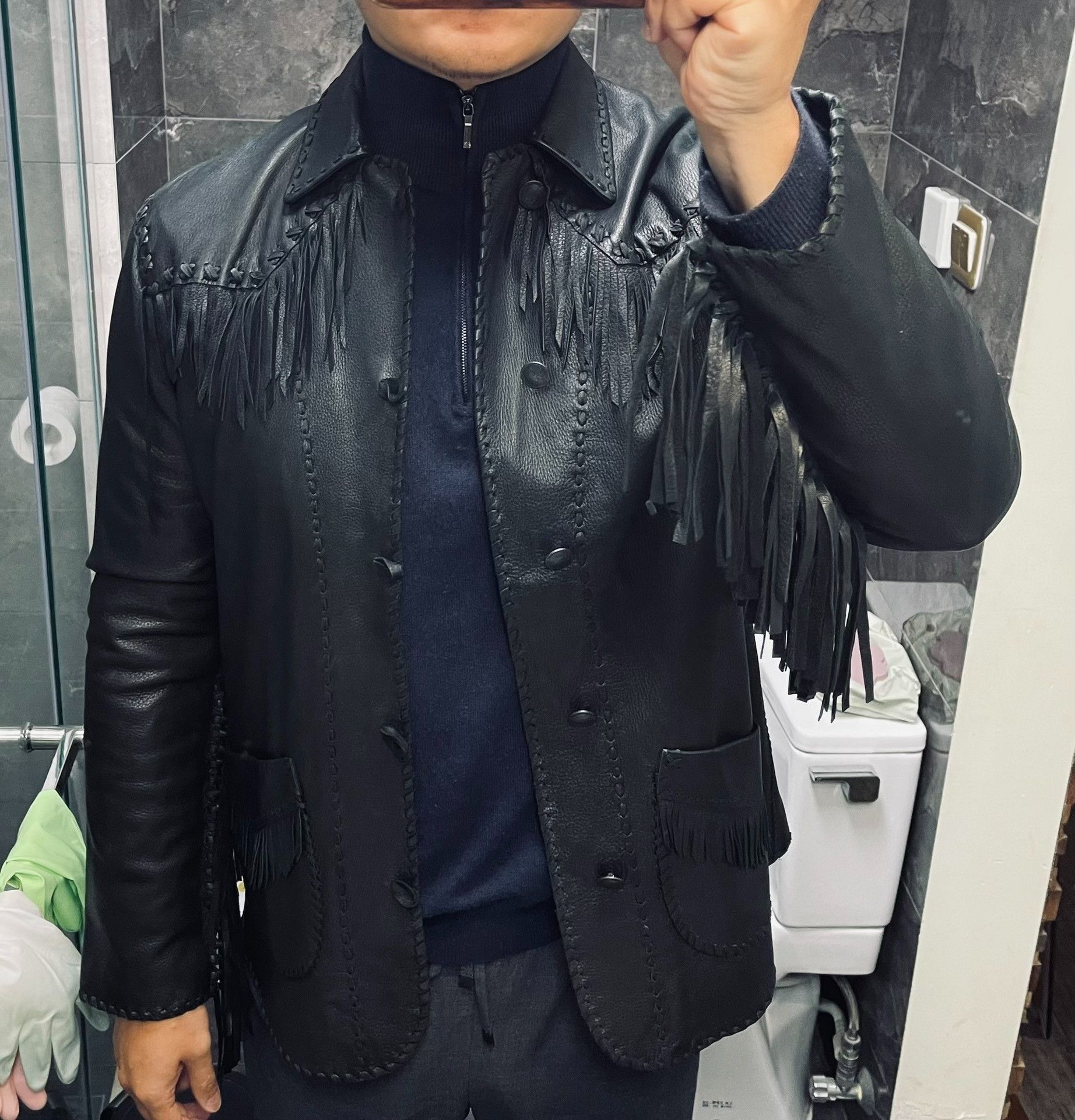Ralph Lauren Black Label Ralph Lauren RRL Style Fringe Deerskin Leather Jacket Size US M / EU 48-50 / 2 - 2 Thumbnail