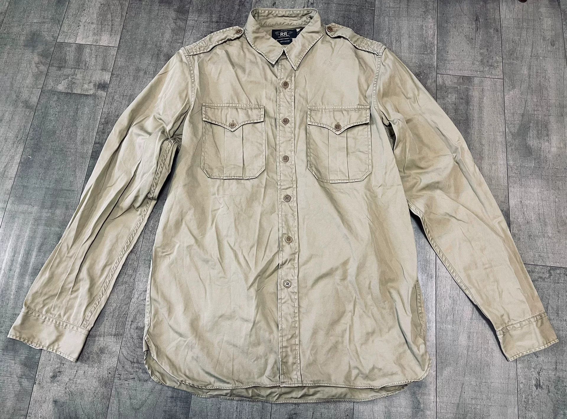 RRL Ralph Lauren RRL Vintage Military Style Shirt Size US L / EU 52-54 / 3 - 2 Thumbnail