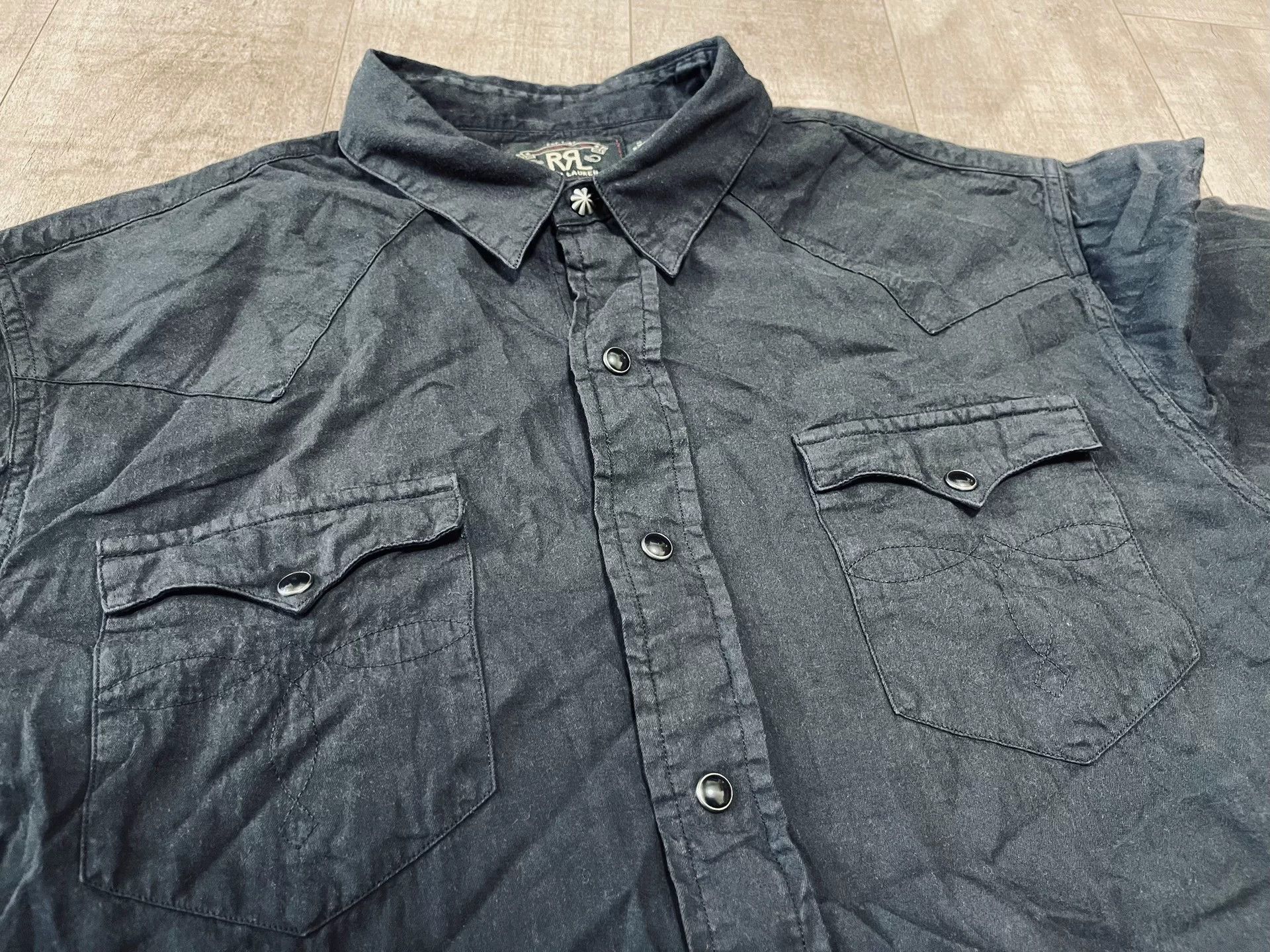RRL Ralph Lauren RRL Black Western Pocket Flower Shirt Size US L / EU 52-54 / 3 - 4 Thumbnail