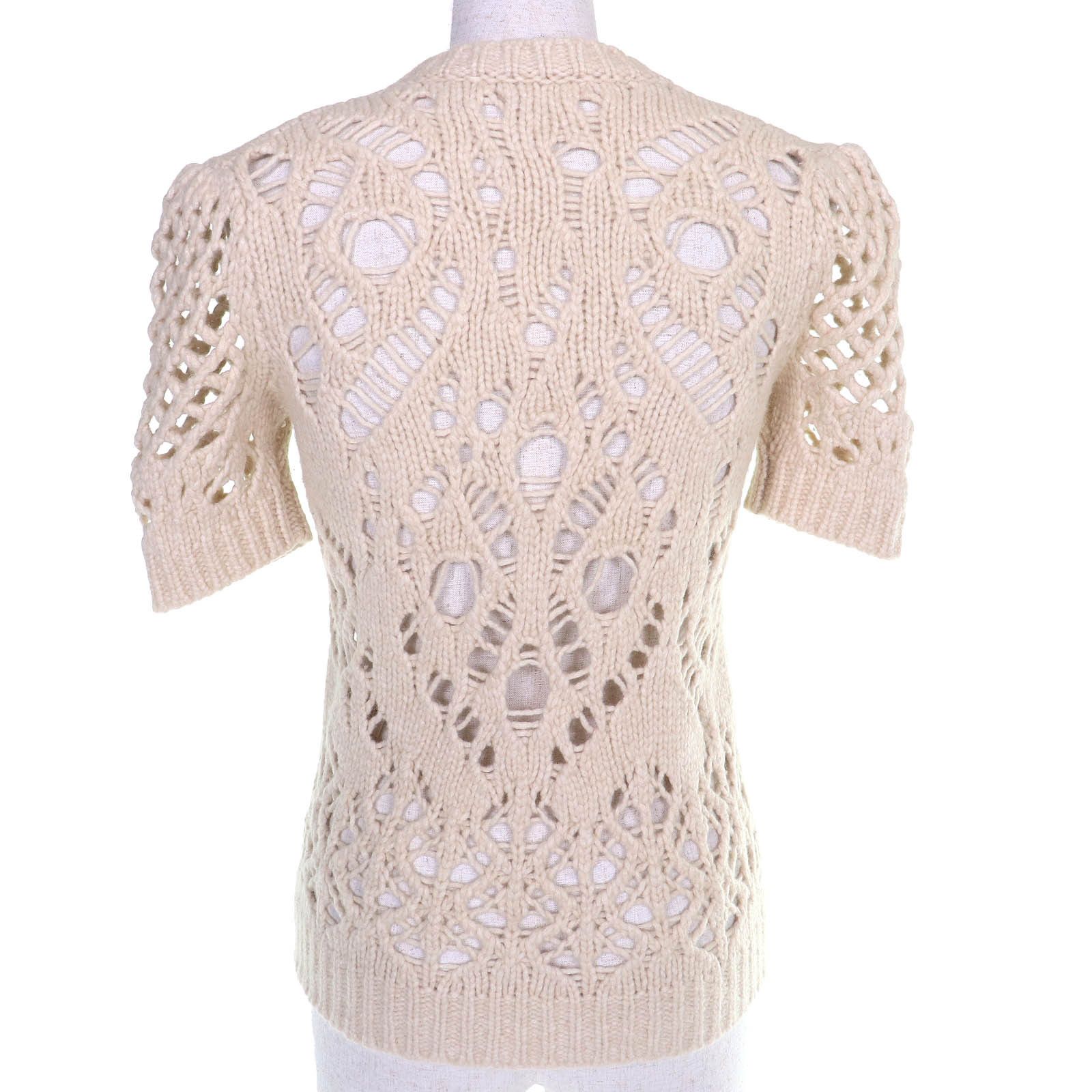 Dior Dior Christian Dior Crochet Knit Wool Short Sleeve Top Textile Tops 154S36AM309 DUTY FREE for USA Size ONE SIZE - 3 Thumbnail