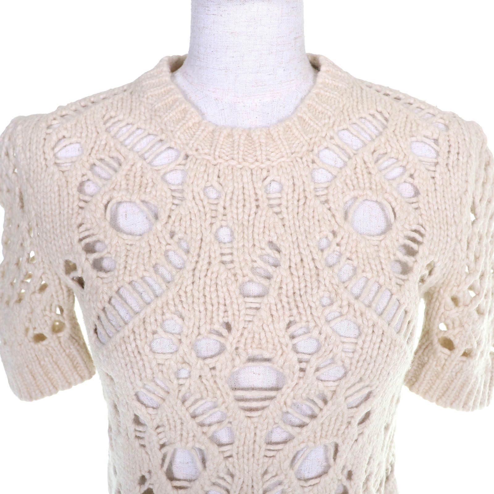 Dior Dior Christian Dior Crochet Knit Wool Short Sleeve Top Textile Tops 154S36AM309 DUTY FREE for USA Size ONE SIZE - 4 Thumbnail