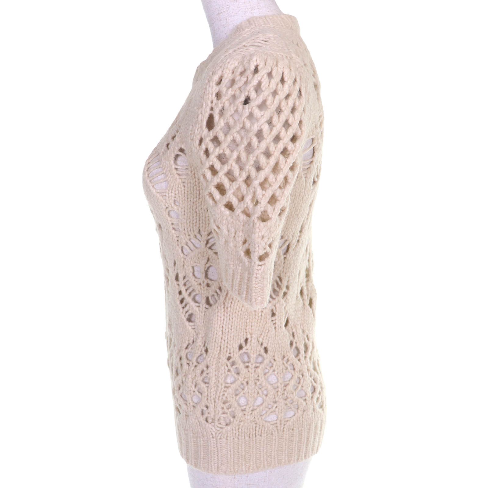 Dior Dior Christian Dior Crochet Knit Wool Short Sleeve Top Textile Tops 154S36AM309 DUTY FREE for USA Size ONE SIZE - 2 Thumbnail