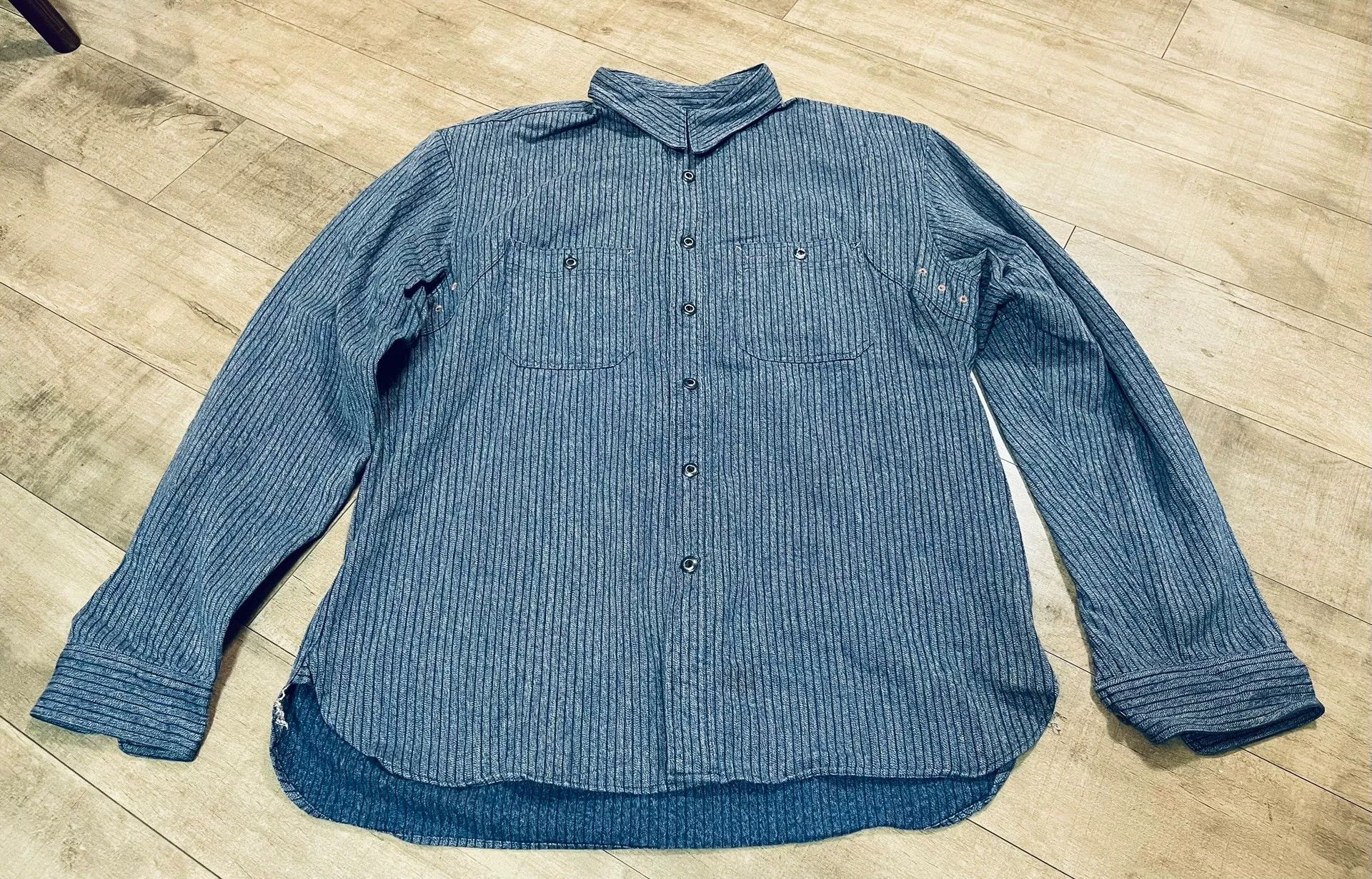 RRL Ralph Lauren Double RL RRL Indigo Stripe Work Shirt Size US L / EU 52-54 / 3 - 2 Thumbnail