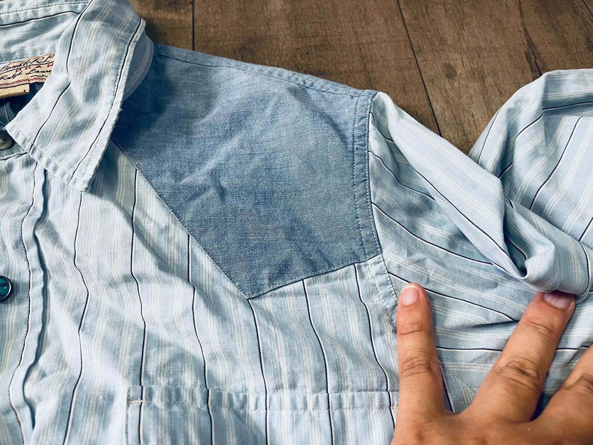 RRL Ralph Lauren RRL Turquoise Patchwork Indigo Shirt Size US M / EU 48-50 / 2 - 6 Thumbnail