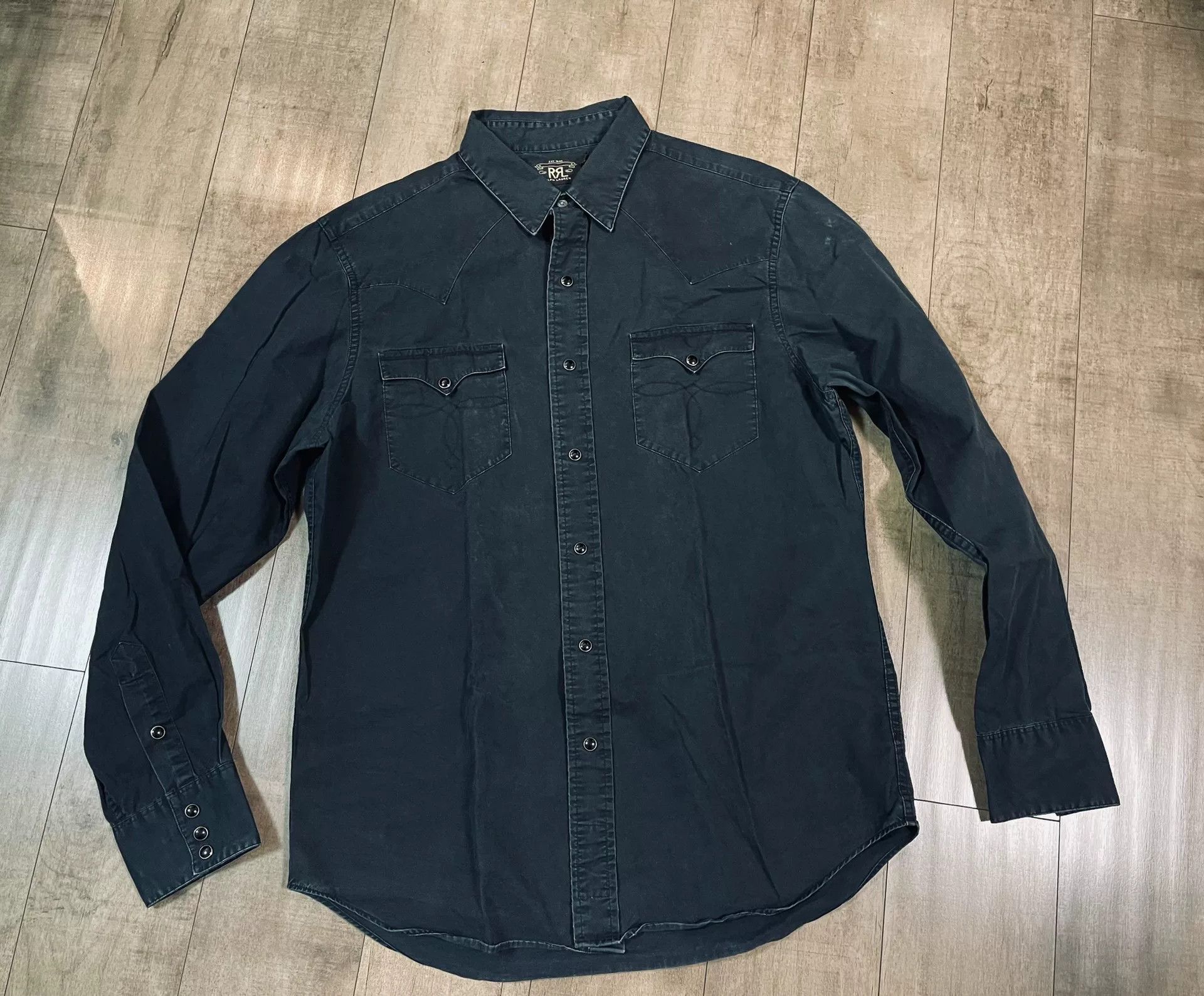RRL Ralph Lauren RRL Charcoal Gemstone Button Shirt Size US M / EU 48-50 / 2 - 2 Thumbnail