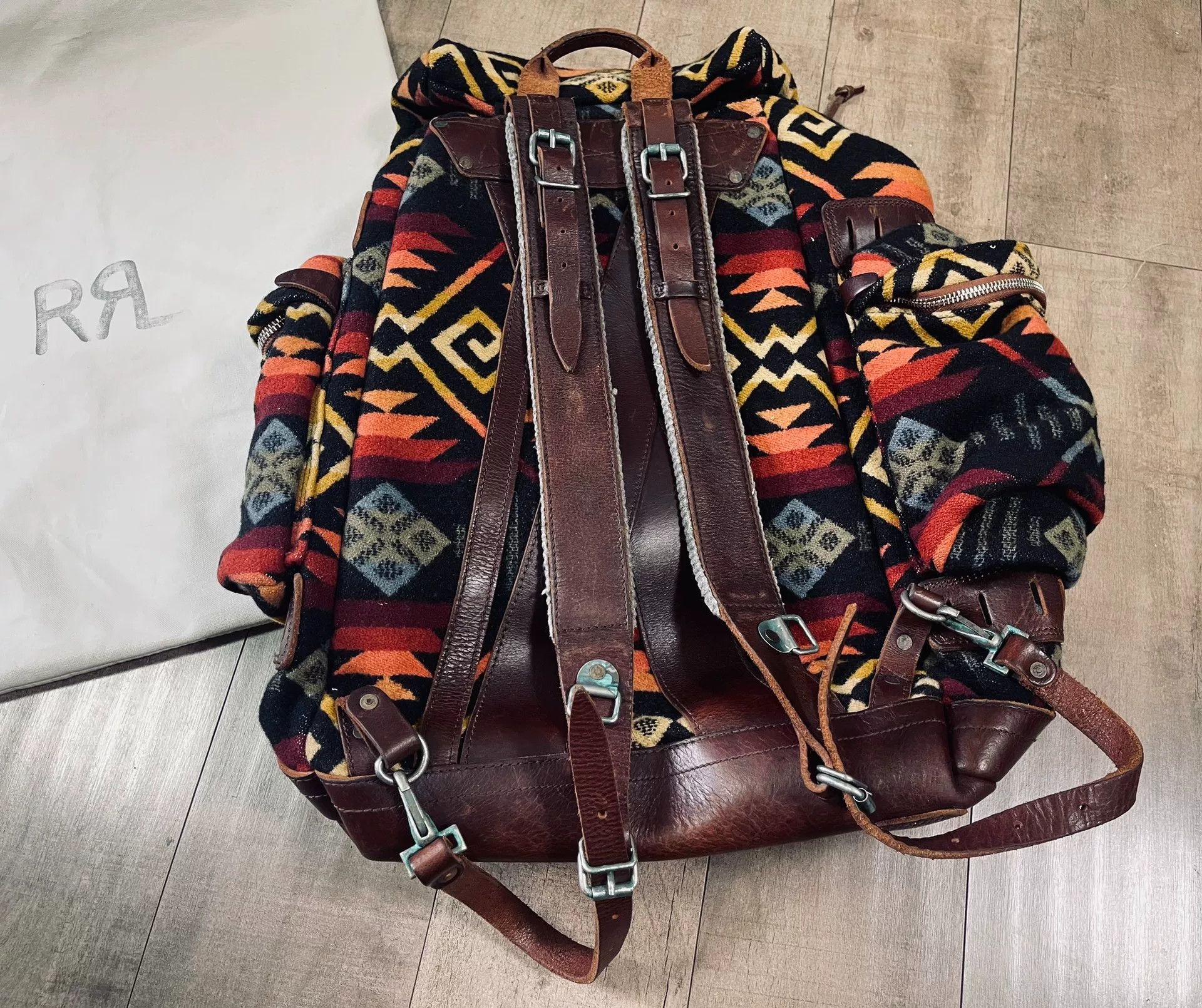 RRL Ralph Lauren Ralph Lauren Navajo Patchwork Leather Backpack Size ONE SIZE - 6 Thumbnail