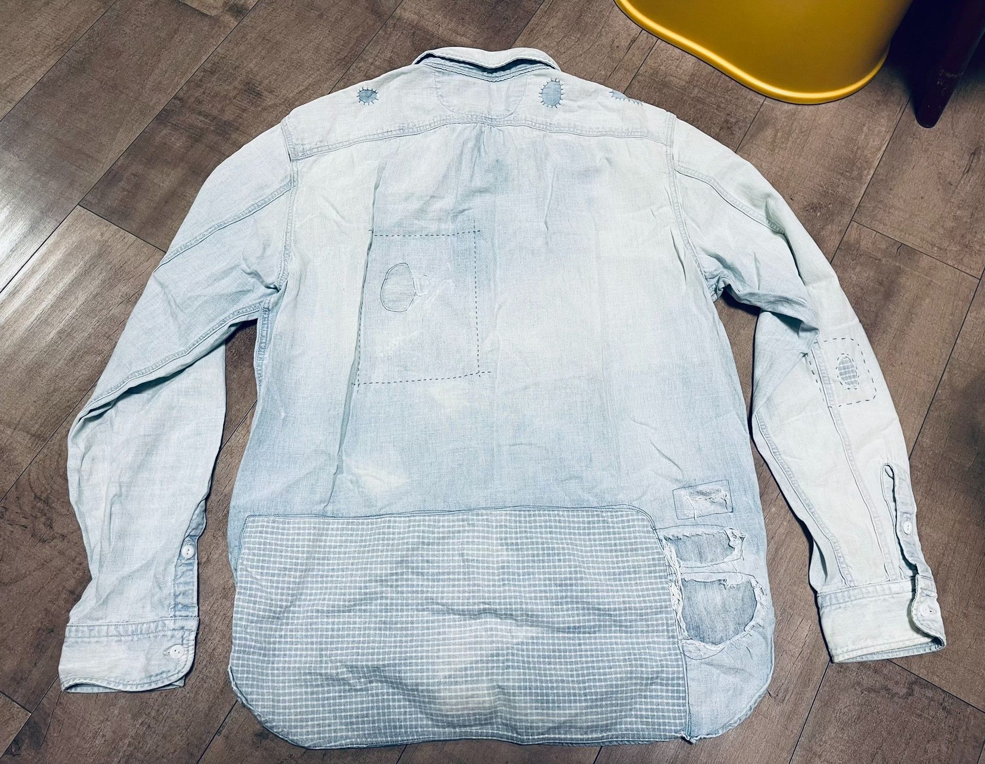 RRL Indigo Distressed Patch Shirt Jacket