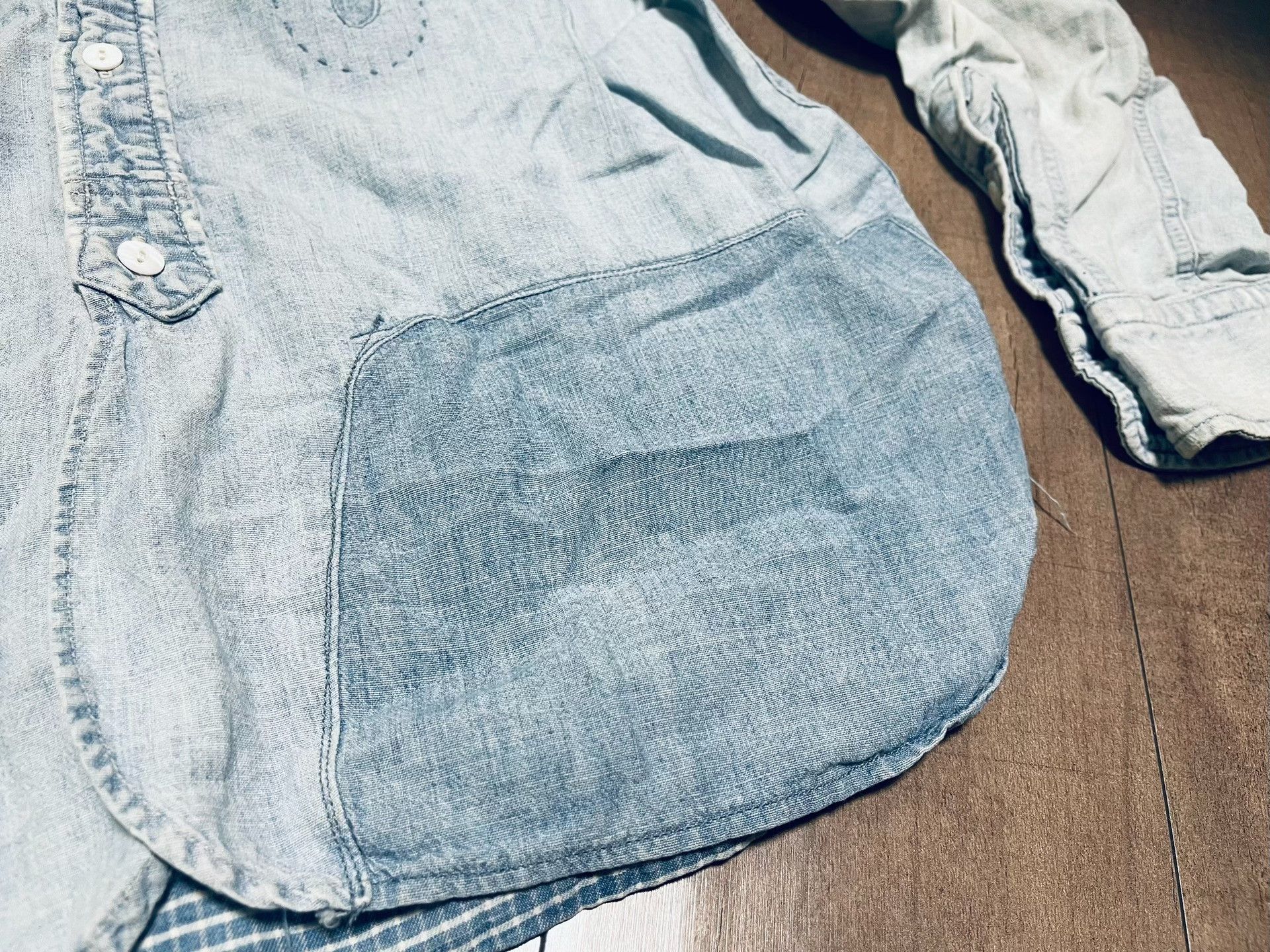 RRL Indigo Distressed Patch Shirt Jacket