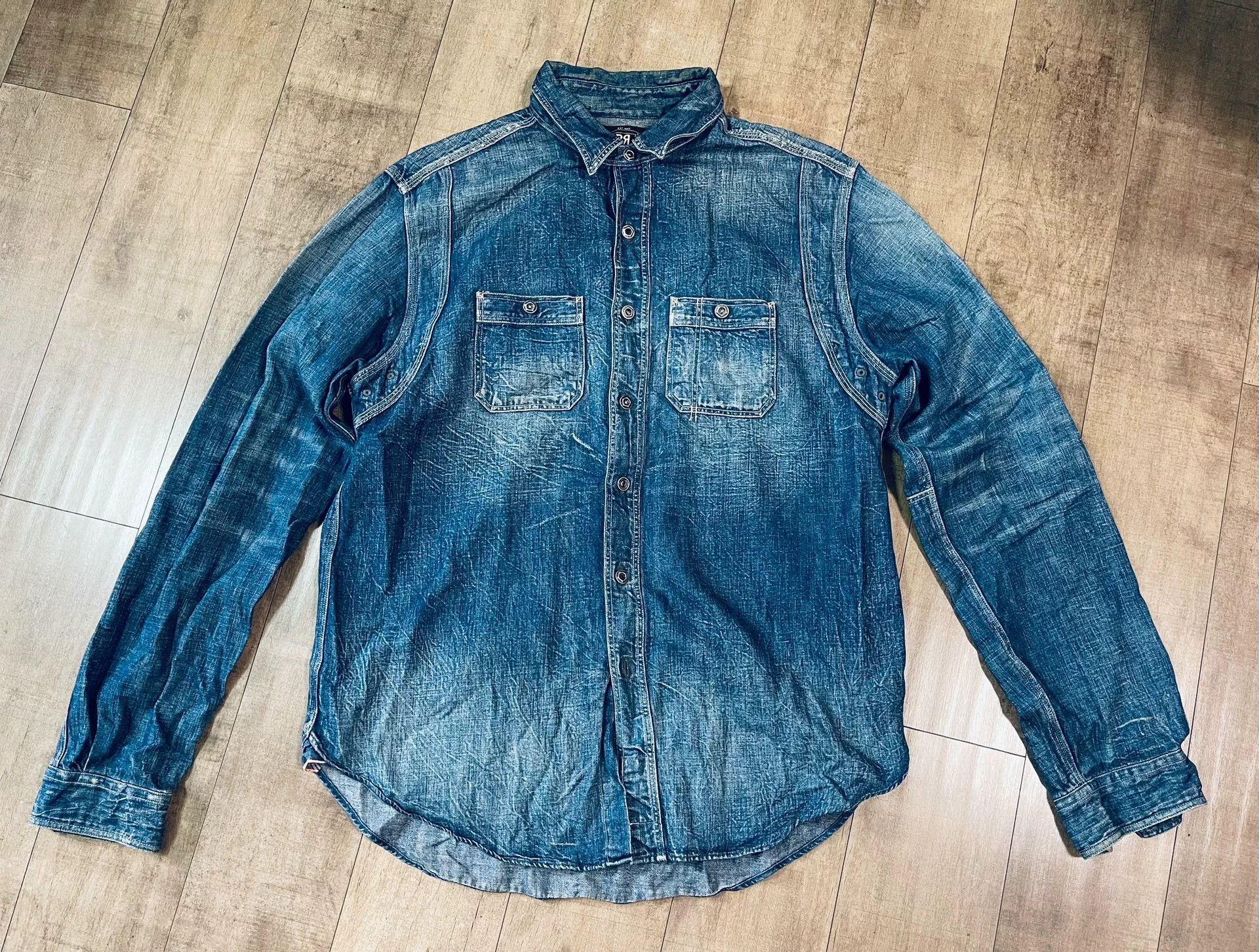 RRL Ralph Lauren RRL Indigo Denim Shirt Jacket Size US L / EU 52-54 / 3 - 3 Thumbnail