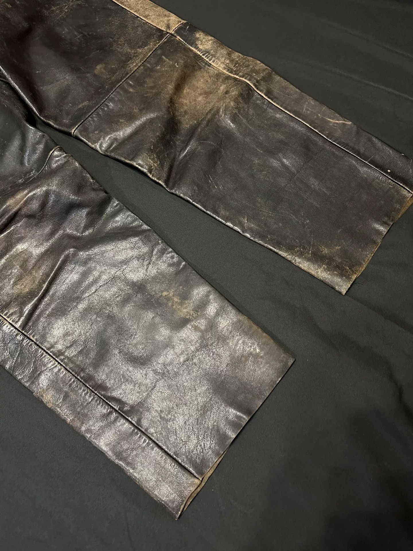 Vintage Vintage Distressed Pure Cowhide Leather Pants Size US 30 / EU 46 - 2 Thumbnail
