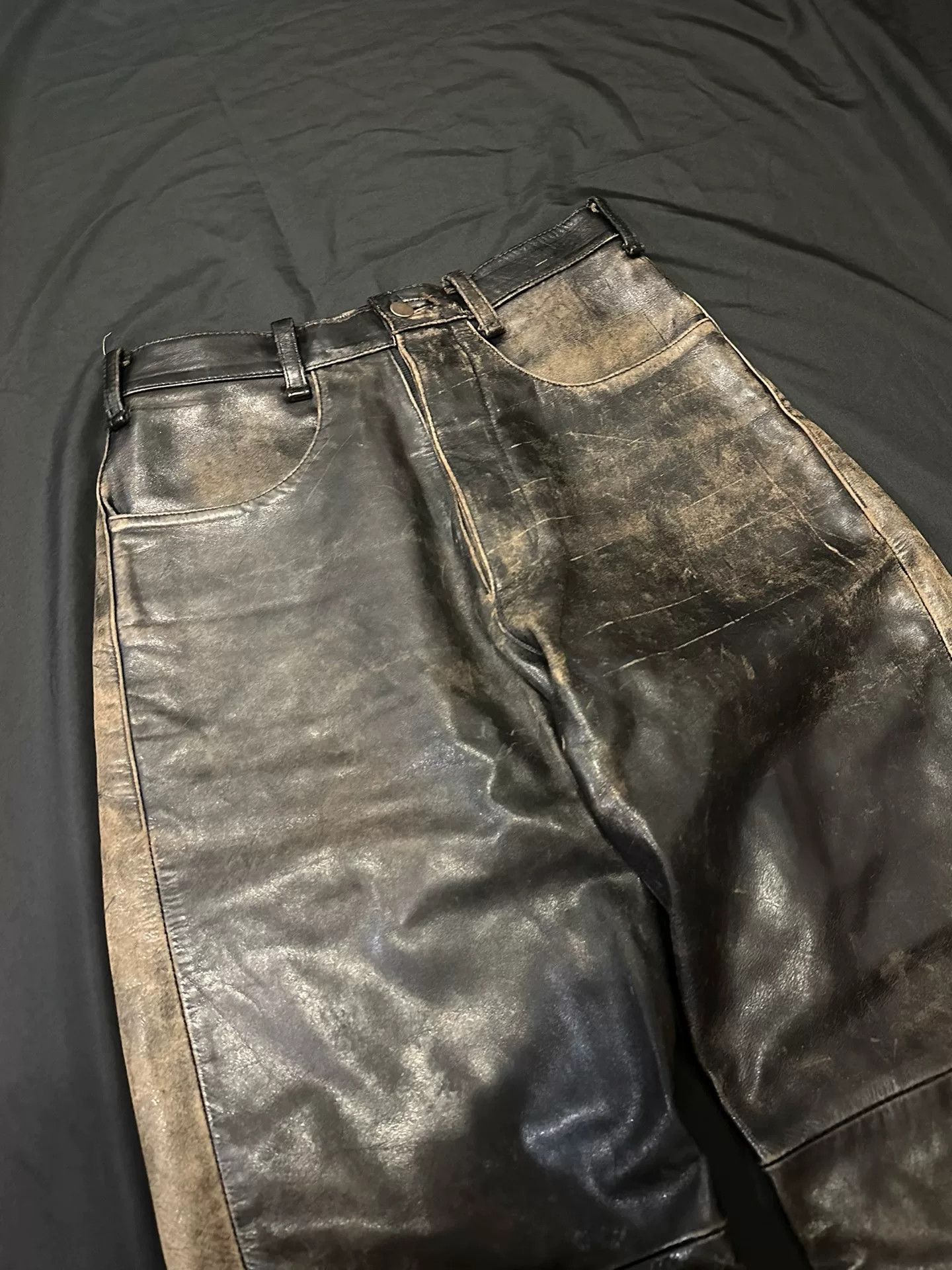 Vintage Vintage Distressed Pure Cowhide Leather Pants Size US 30 / EU 46 - 4 Thumbnail