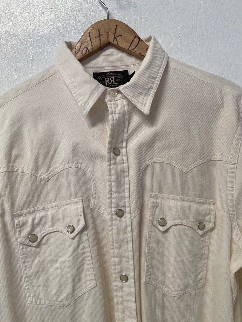 RRL Ralph Lauren RRL Vintage White Corduroy Western Shirt Size US M / EU 48-50 / 2 - 3 Thumbnail