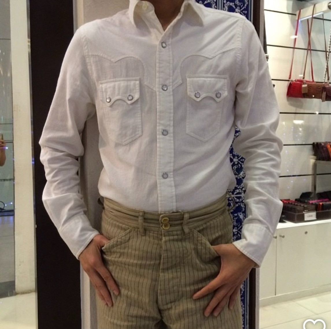 RRL Ralph Lauren RRL Vintage White Corduroy Western Shirt Size US M / EU 48-50 / 2 - 8 Thumbnail