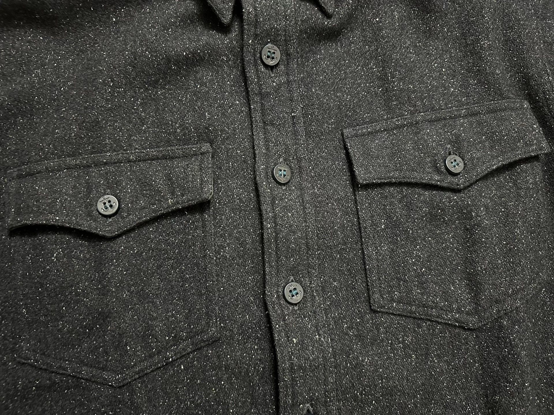 RRL Ralph Lauren RRL Vintage Wool Blend Navy Anchor Shirt Size US L / EU 52-54 / 3 - 4 Thumbnail