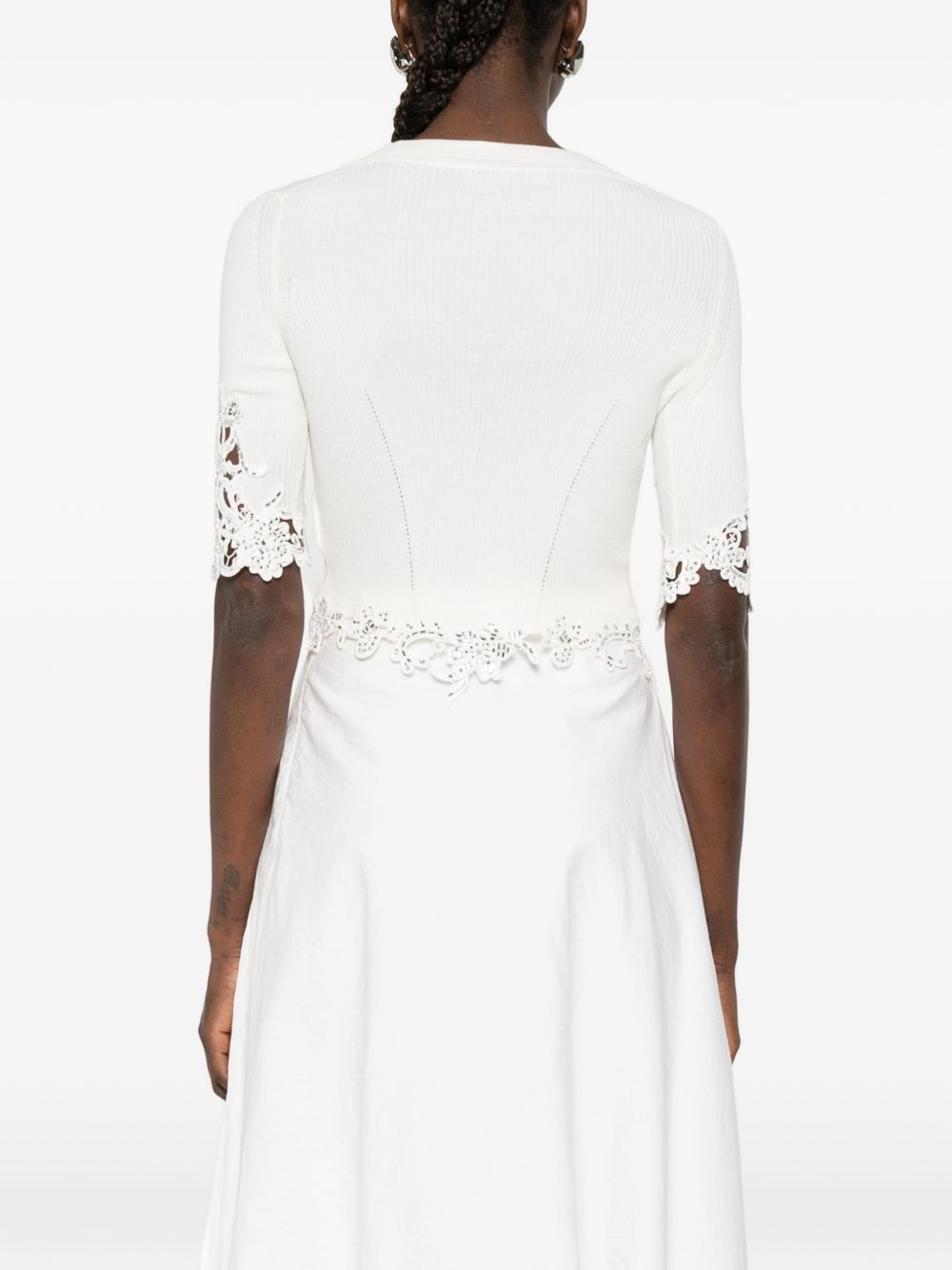 Ermanno Scervino EMBROIDERED COTTON CARDIGAN Size M / US 6-8 / IT 42-44 - 2 Thumbnail
