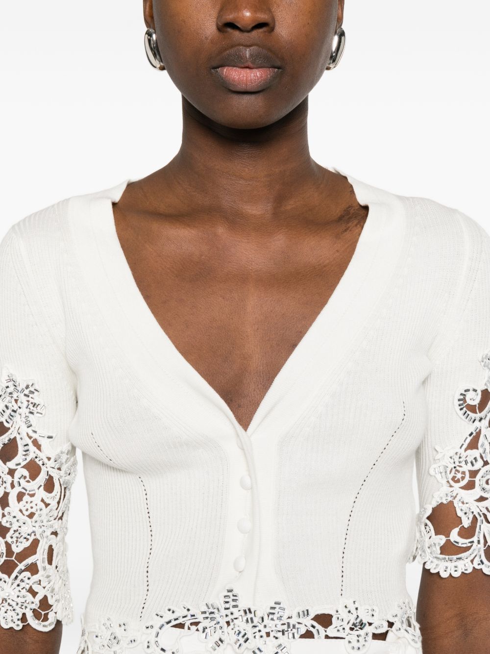 Ermanno Scervino EMBROIDERED COTTON CARDIGAN Size M / US 6-8 / IT 42-44 - 5 Thumbnail
