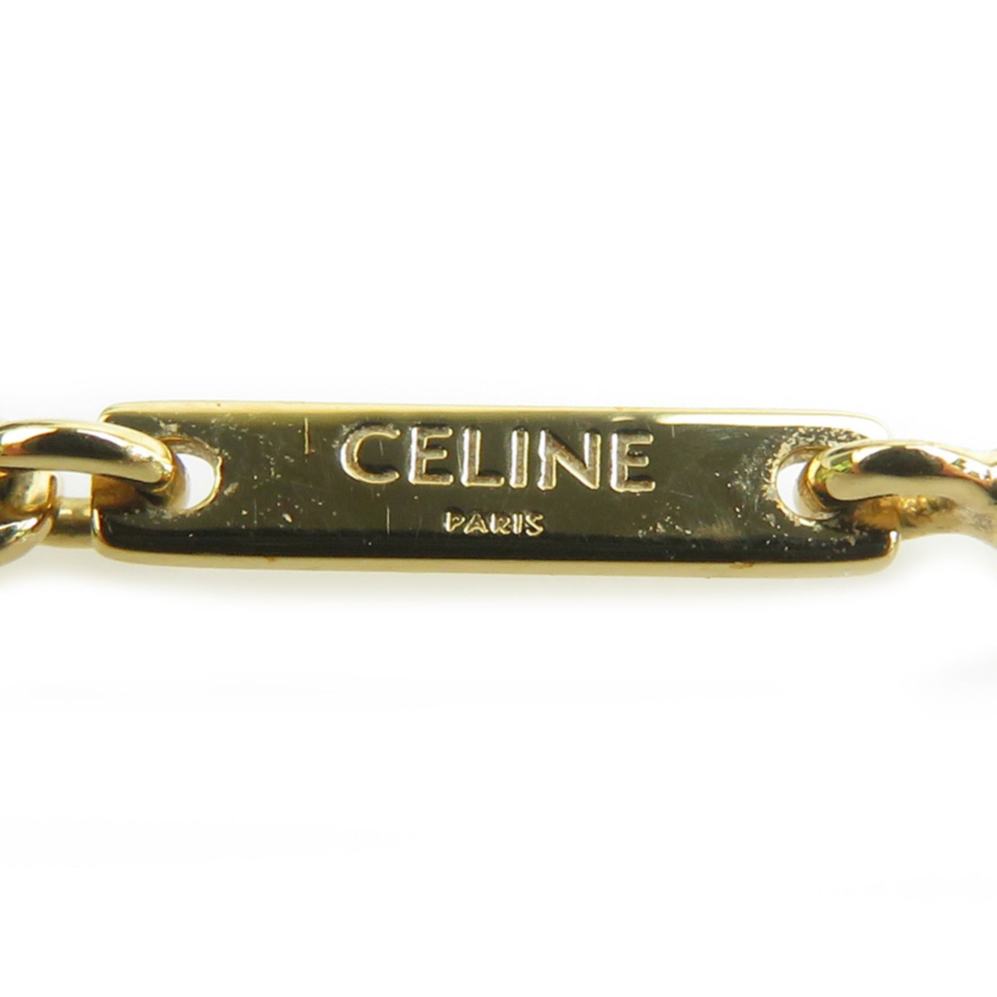 Celine Celine Triomphe Necklace in Metal with Rhinestones Gold and Light Blue, Women's, Free Shipping, e61593k Size ONE SIZE - 5 Thumbnail