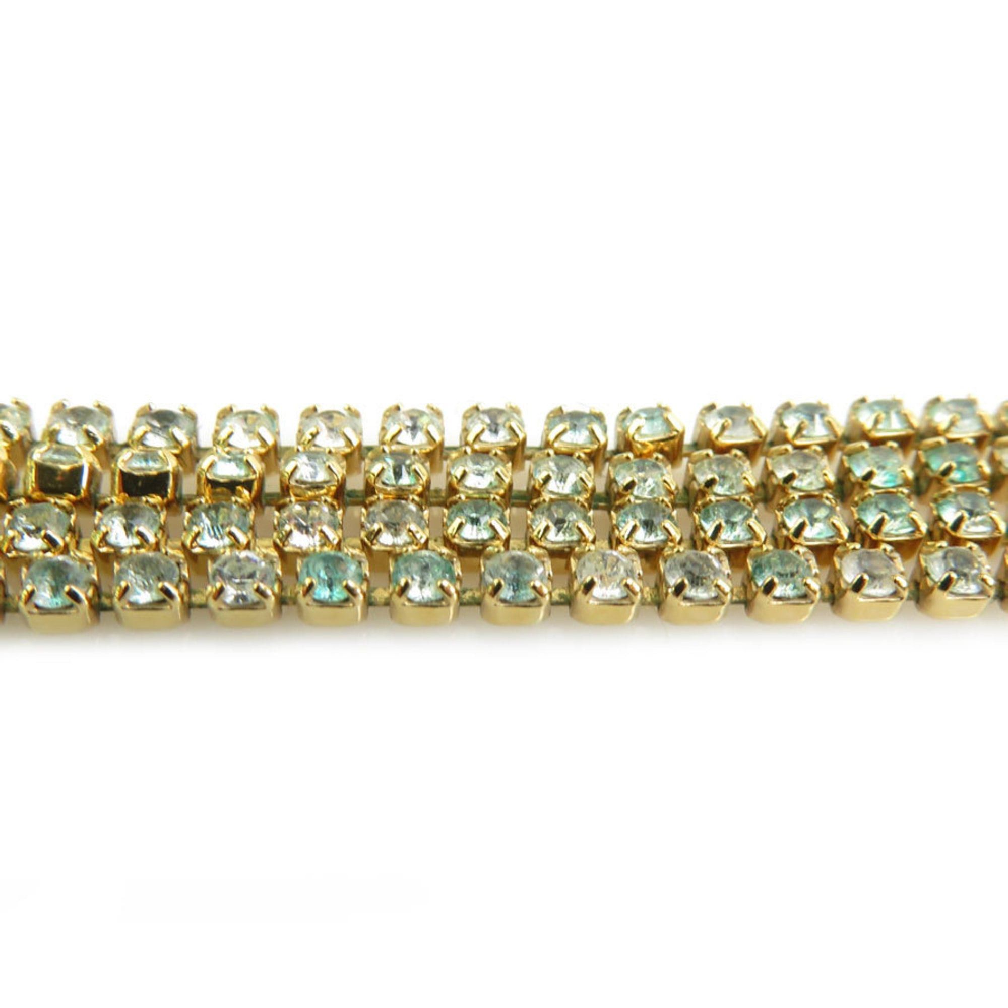 Celine Celine Triomphe Necklace in Metal with Rhinestones Gold and Light Blue, Women's, Free Shipping, e61593k Size ONE SIZE - 4 Thumbnail