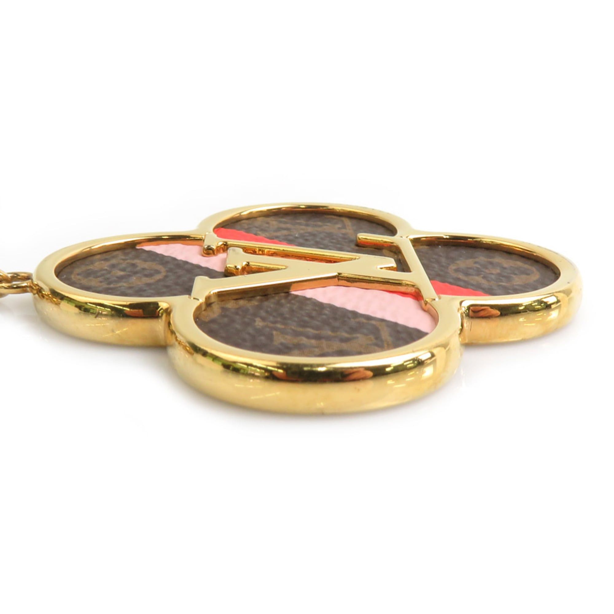 Louis Vuitton Louis Vuitton Porte Clés Into the Flower Metal Keyring, Gold, Brown, and Pink, Women's, M69406, Free Shipping, e61597j Size ONE SIZE - 3 Thumbnail