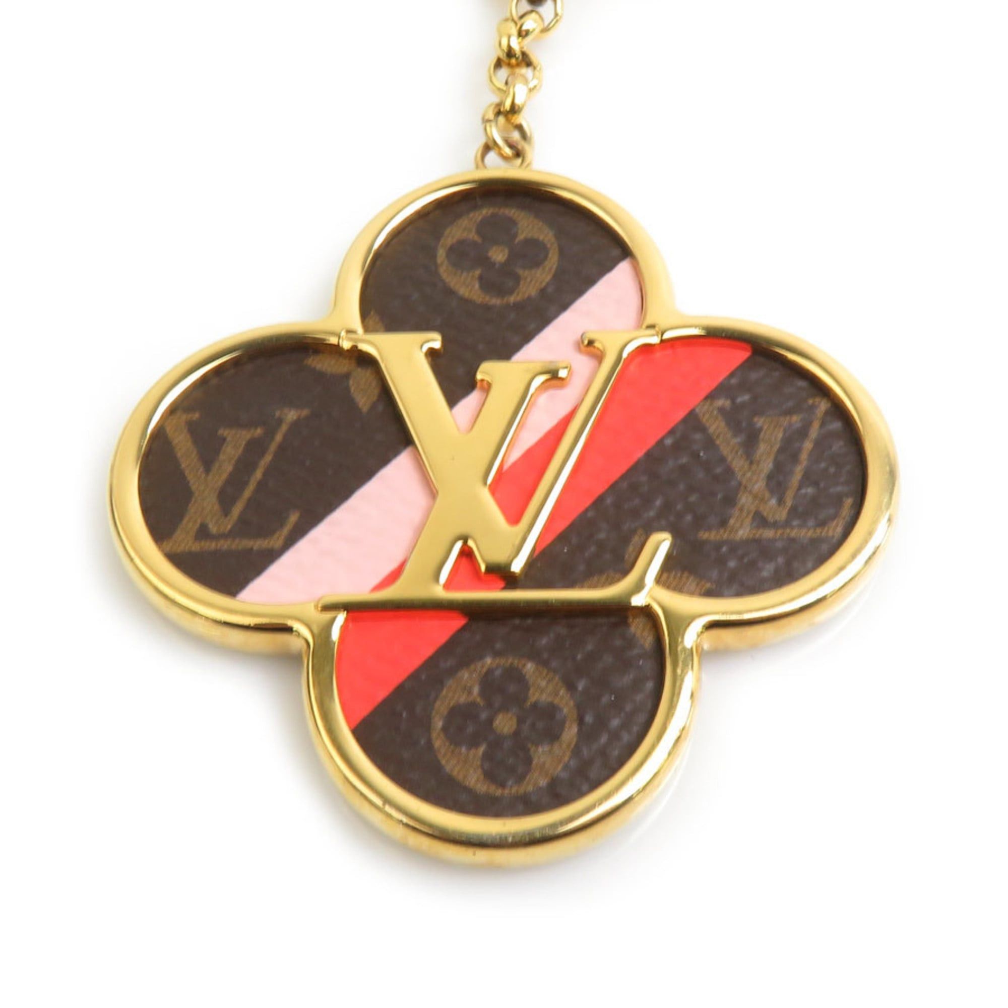 Louis Vuitton Louis Vuitton Porte Clés Into the Flower Metal Keyring, Gold, Brown, and Pink, Women's, M69406, Free Shipping, e61597j Size ONE SIZE - 2 Thumbnail