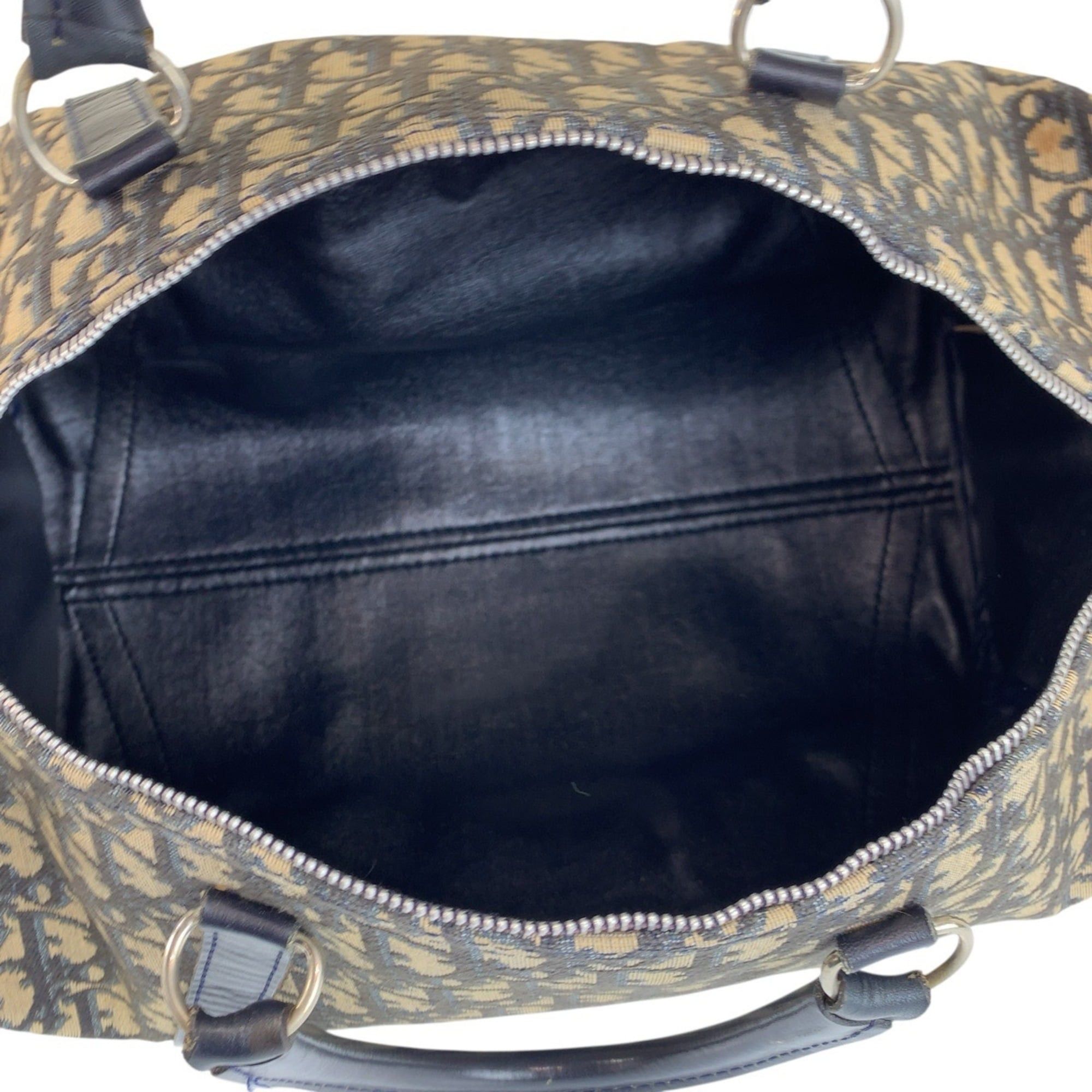 Dior Christian Dior Vintage Trotter Bag in Navy and Beige with Silver Hardware, Canvas Leather, for Women Size ONE SIZE - 9 Thumbnail