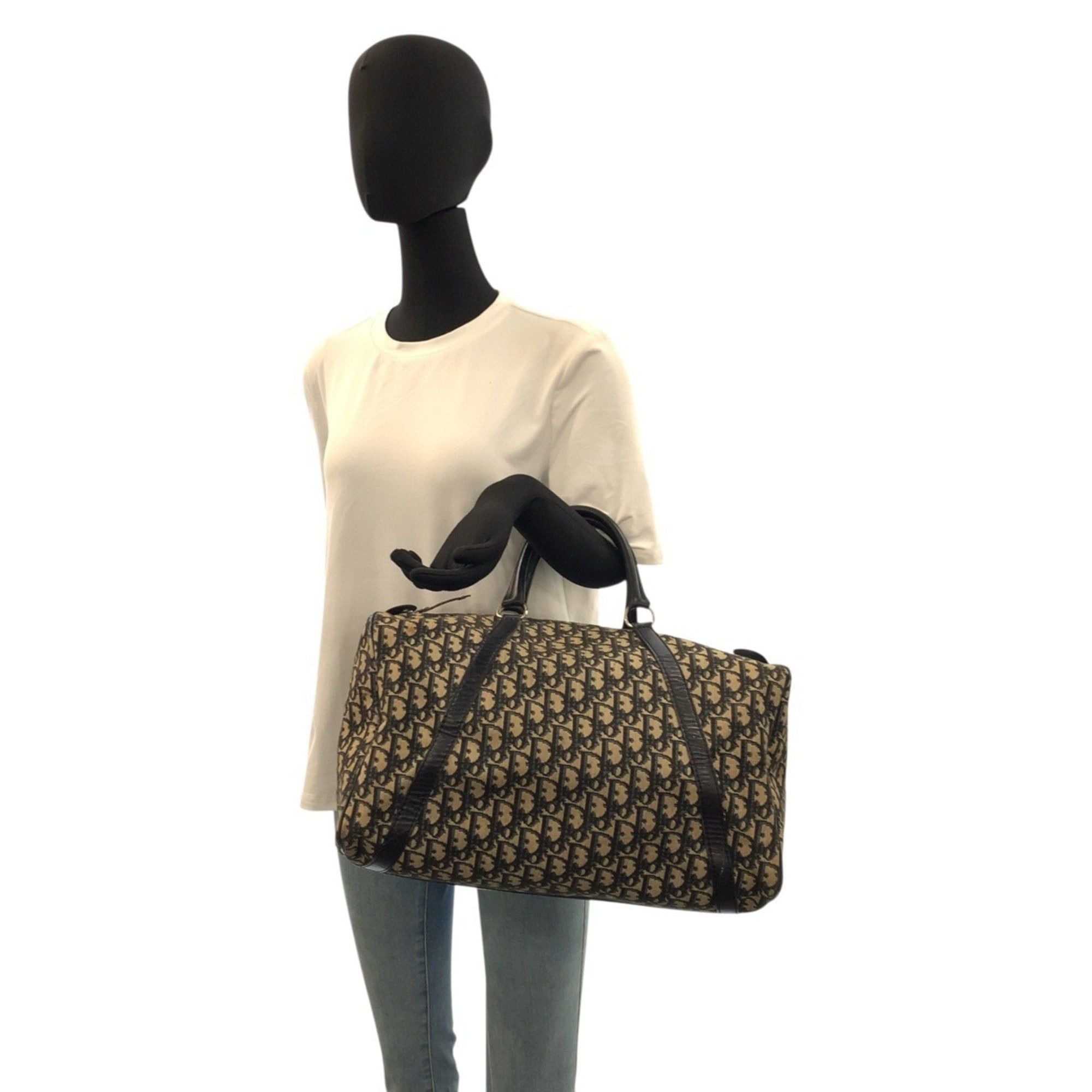 Dior Christian Dior Vintage Trotter Bag in Navy and Beige with Silver Hardware, Canvas Leather, for Women Size ONE SIZE - 6 Thumbnail
