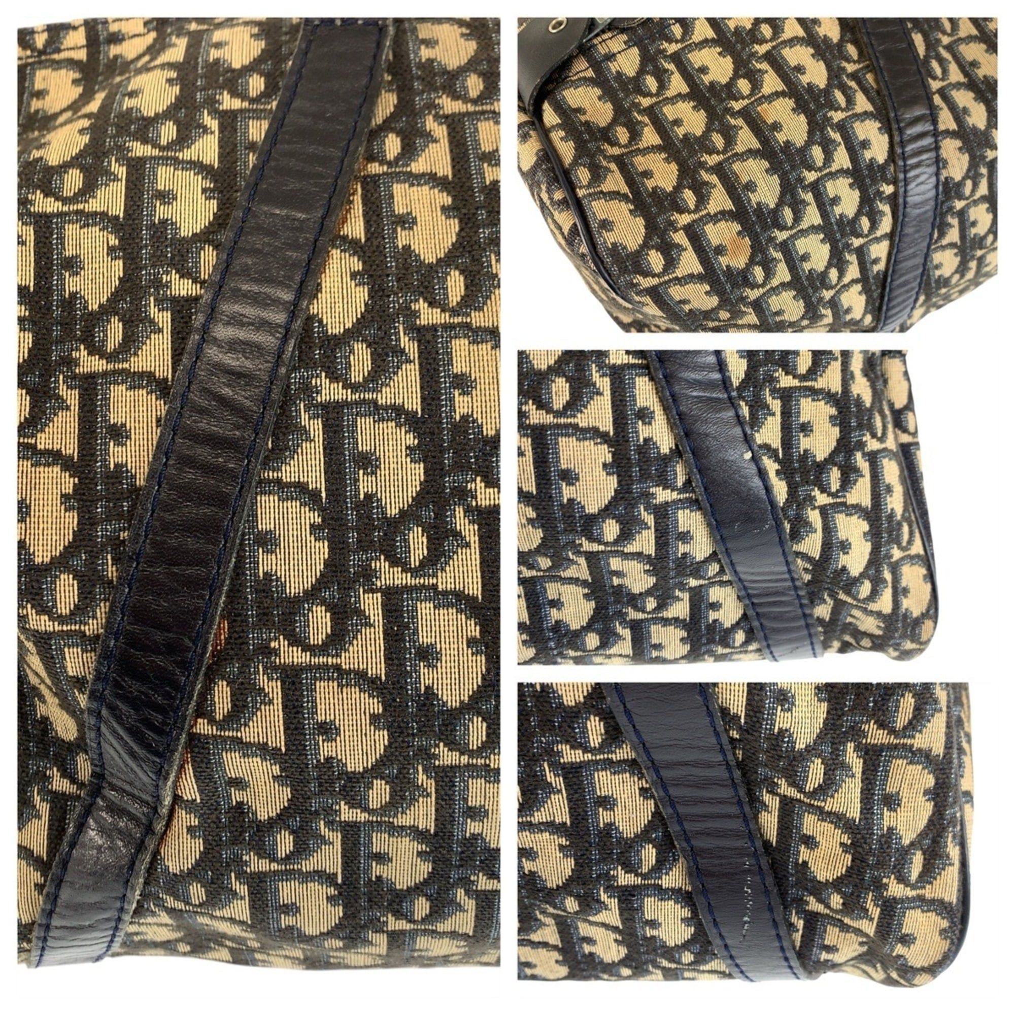 Dior Christian Dior Vintage Trotter Bag in Navy and Beige with Silver Hardware, Canvas Leather, for Women Size ONE SIZE - 5 Thumbnail