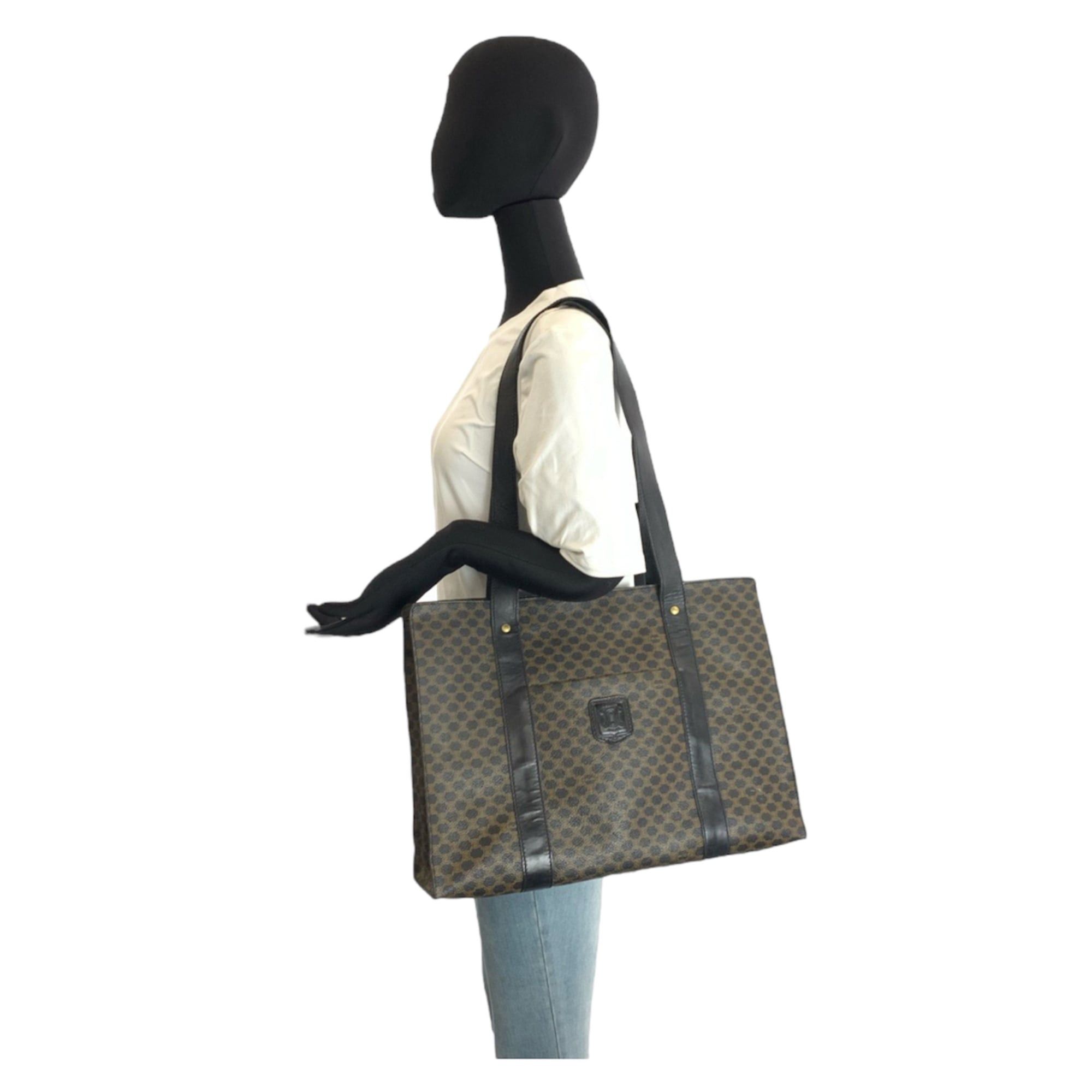 Celine CELINE Vintage Macadam Black/Brown Leather MC96 Tote Bag/Shoulder Bag for Women Size ONE SIZE - 6 Thumbnail