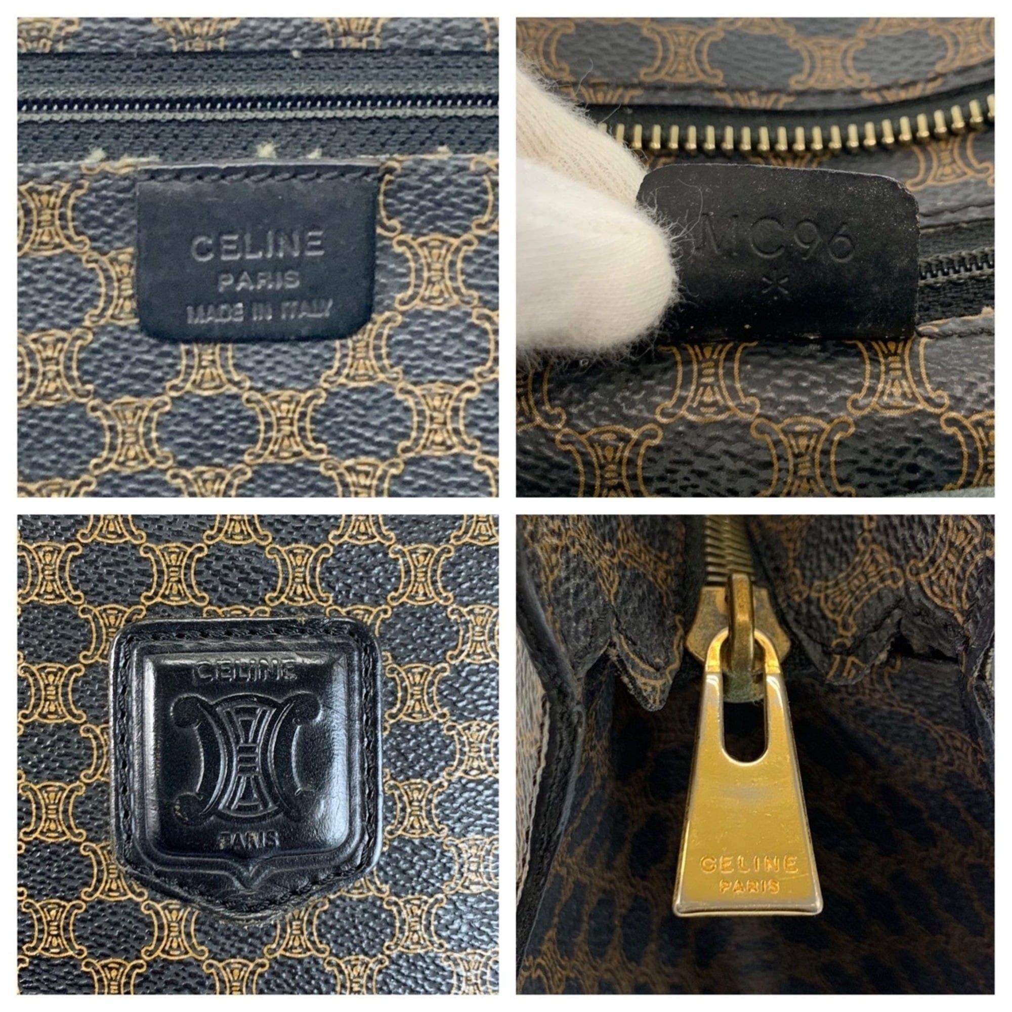 Celine CELINE Vintage Macadam Black/Brown Leather MC96 Tote Bag/Shoulder Bag for Women Size ONE SIZE - 3 Thumbnail