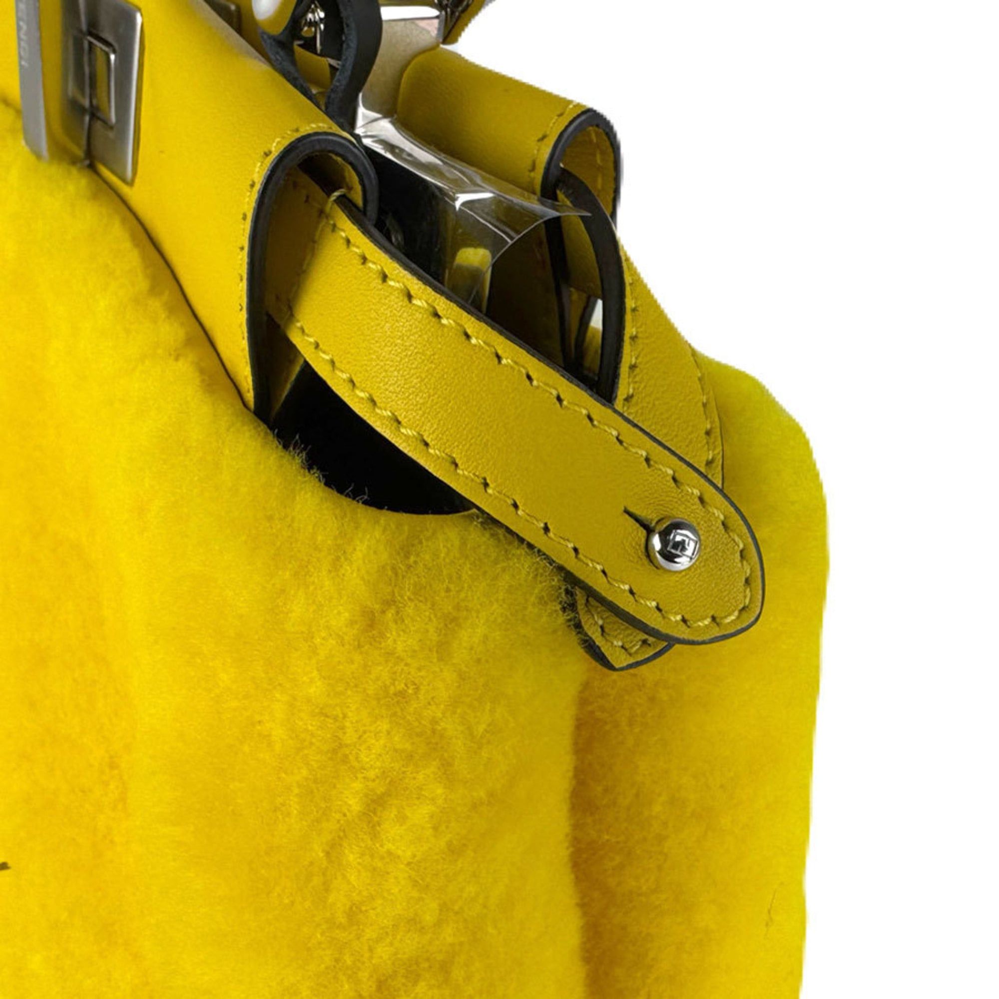 Fendi Fendi Peekaboo Mini Fur Handbag/Shoulder Bag, Yellow, Women's, 8BN316-AFUA, Free Shipping, z8925 Size ONE SIZE - 8 Thumbnail