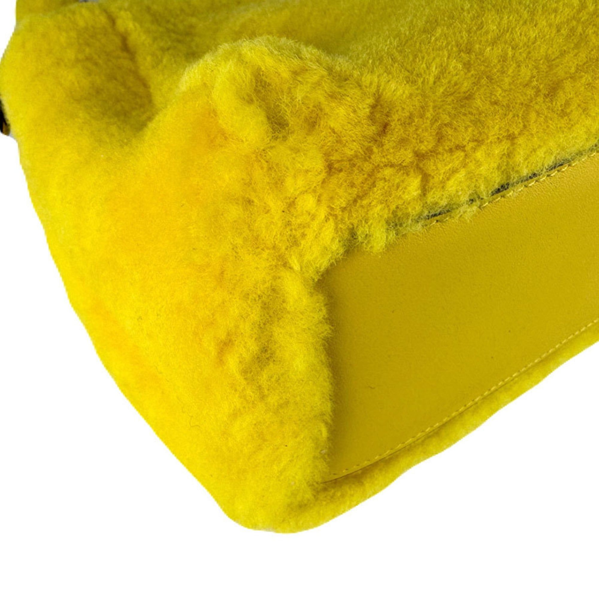 Fendi Fendi Peekaboo Mini Fur Handbag/Shoulder Bag, Yellow, Women's, 8BN316-AFUA, Free Shipping, z8925 Size ONE SIZE - 9 Thumbnail
