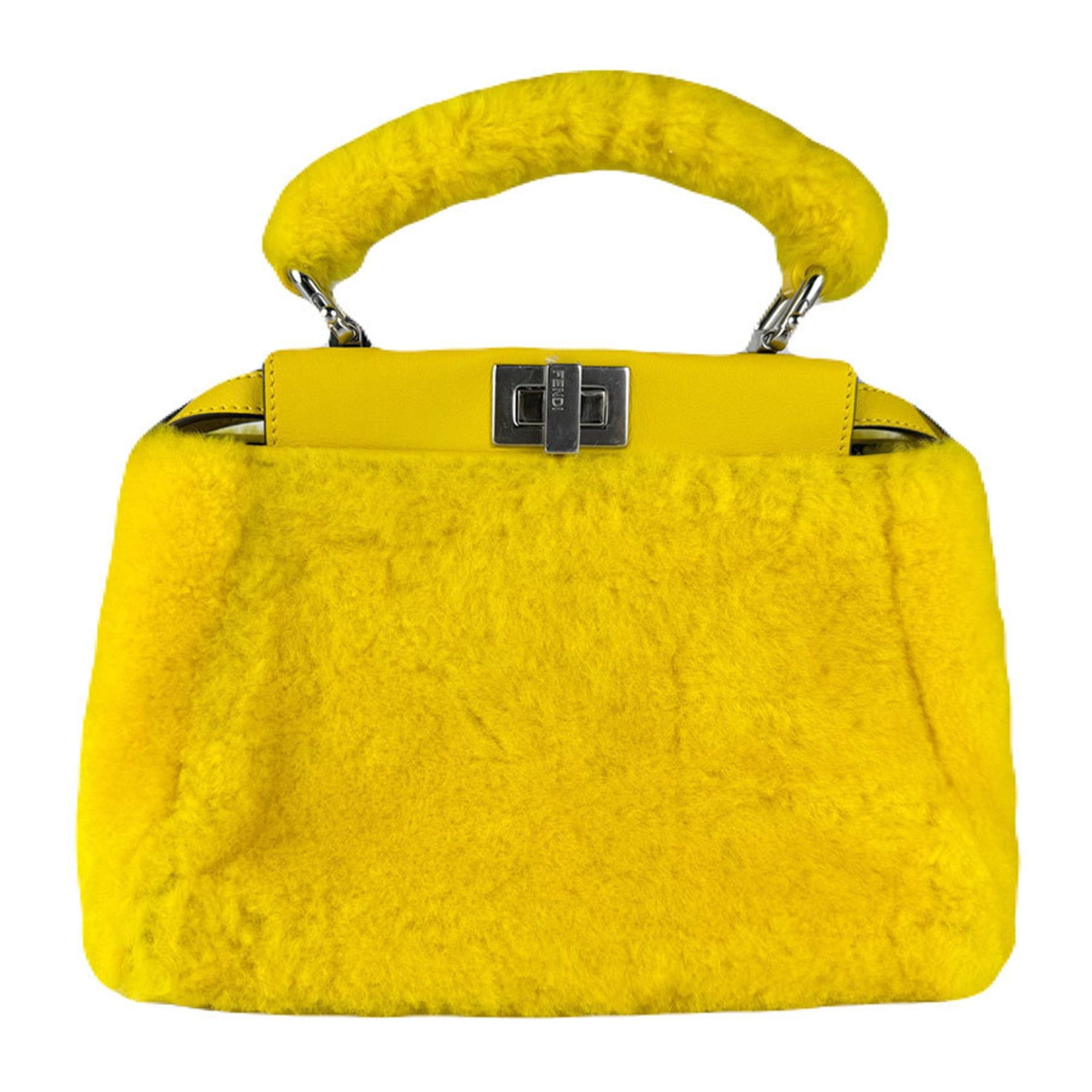 Fendi Fendi Peekaboo Mini Fur Handbag/Shoulder Bag, Yellow, Women's, 8BN316-AFUA, Free Shipping, z8925 Size ONE SIZE - 3 Thumbnail