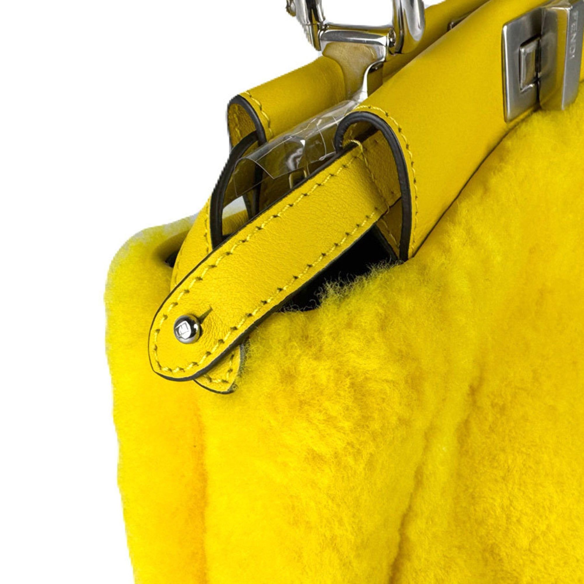 Fendi Fendi Peekaboo Mini Fur Handbag/Shoulder Bag, Yellow, Women's, 8BN316-AFUA, Free Shipping, z8925 Size ONE SIZE - 7 Thumbnail