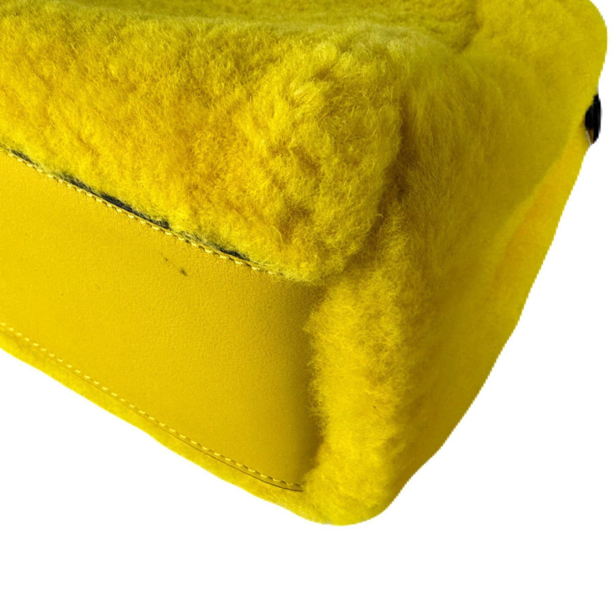 Fendi Fendi Peekaboo Mini Fur Handbag/Shoulder Bag, Yellow, Women's, 8BN316-AFUA, Free Shipping, z8925 Size ONE SIZE - 10 Thumbnail