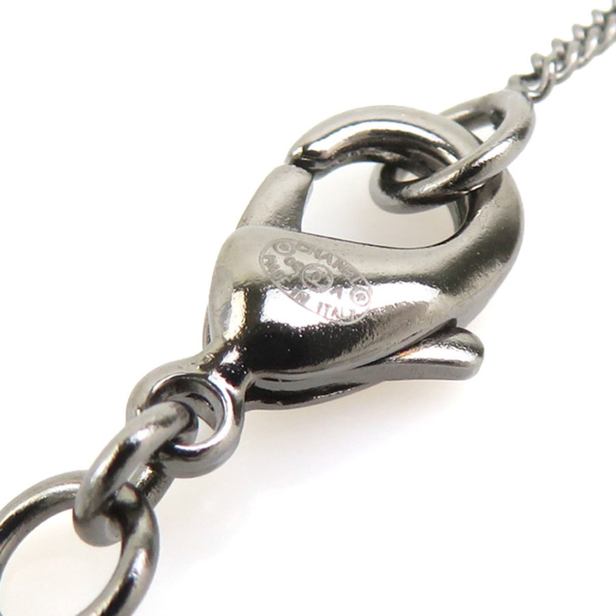 Chanel Chanel necklace, Coco Mark, metal, rhinestone, gunmetal, black, women's, free shipping, e61616a Size ONE SIZE - 8 Thumbnail