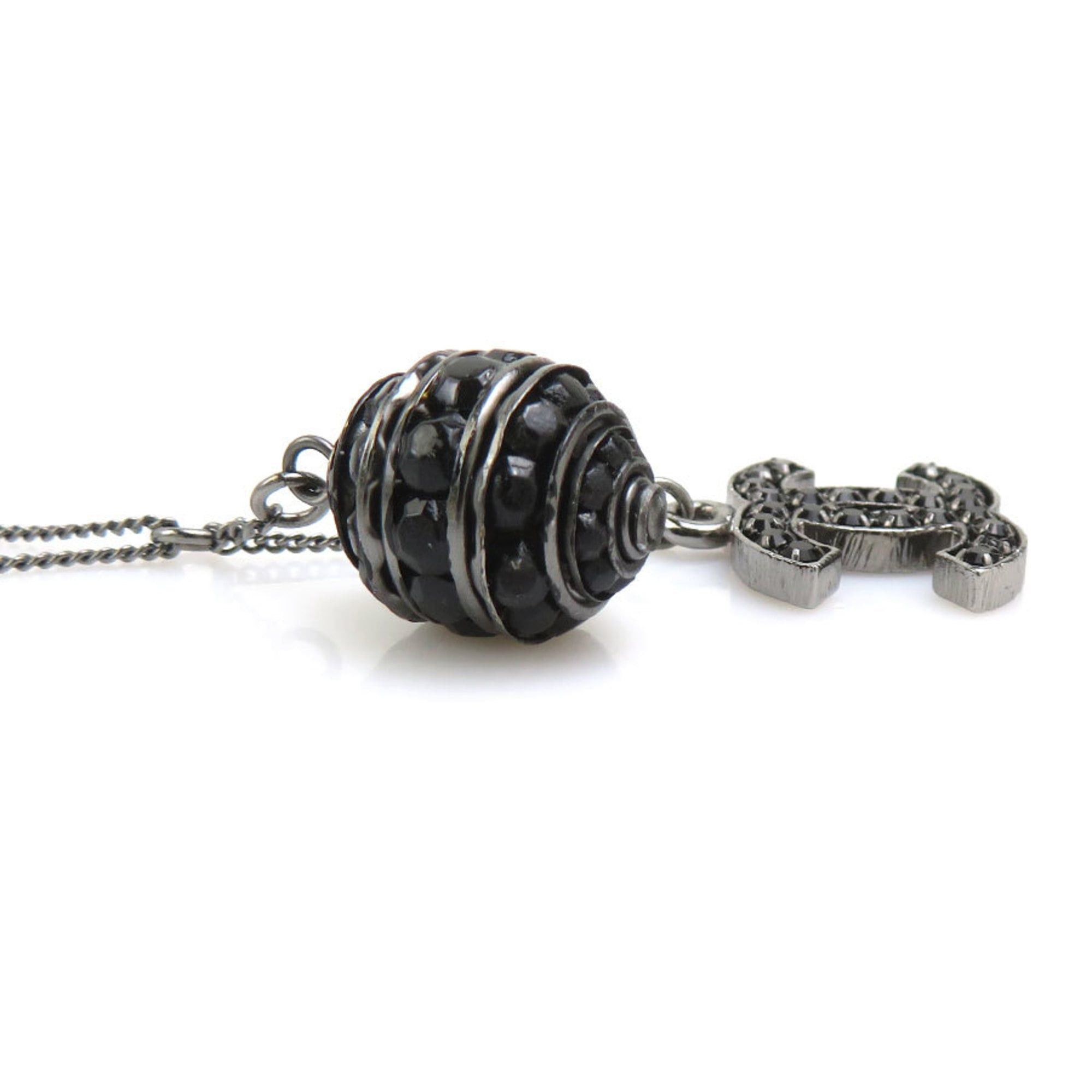 Chanel Chanel necklace, Coco Mark, metal, rhinestone, gunmetal, black, women's, free shipping, e61616a Size ONE SIZE - 2 Thumbnail