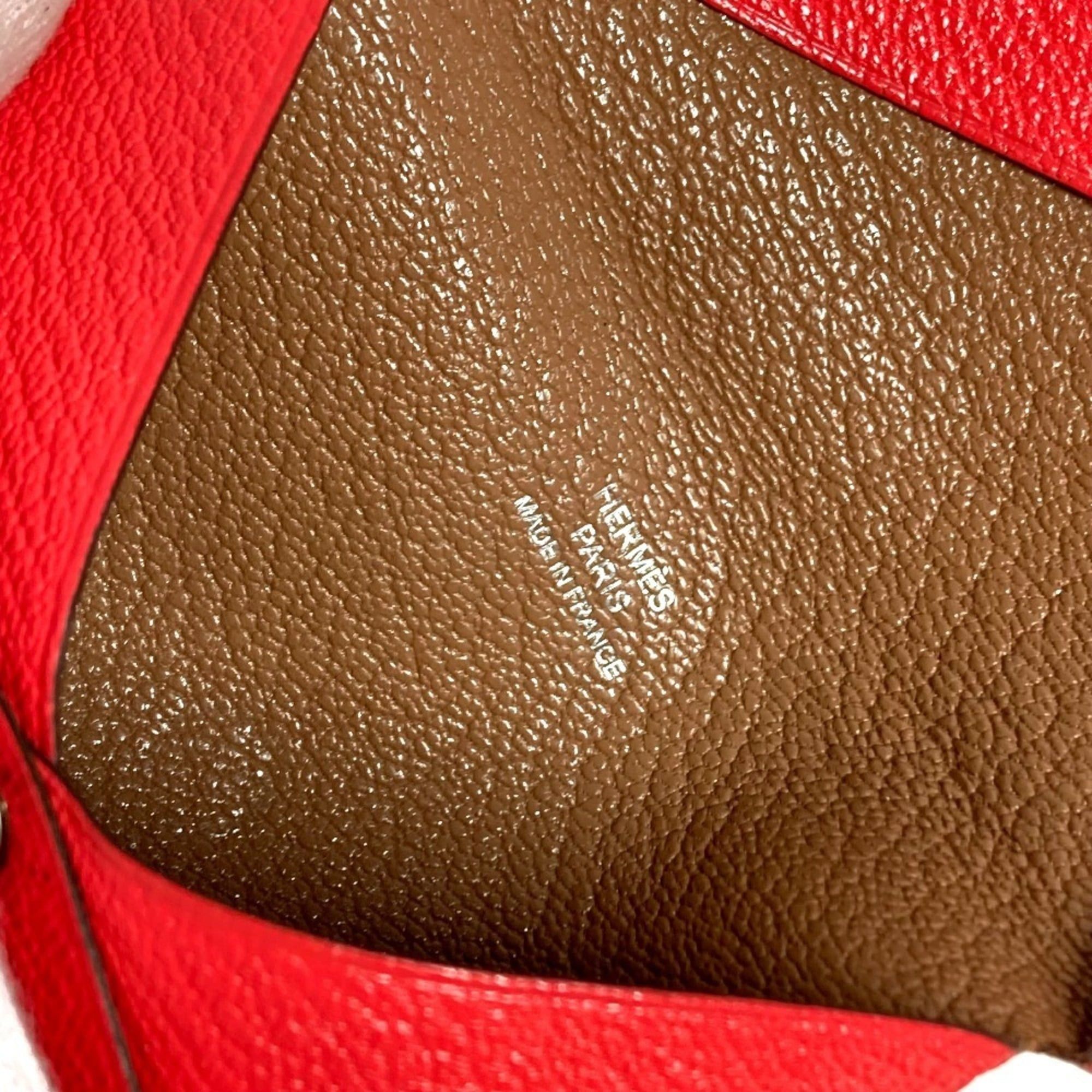 Hermes HERMES Calvi Verso Bicolor Wallet/Coin Purse - A stylish bi-fold wallet/card holder in Chevre leather, suitable for both men and women, red. Size ONE SIZE - 11 Thumbnail