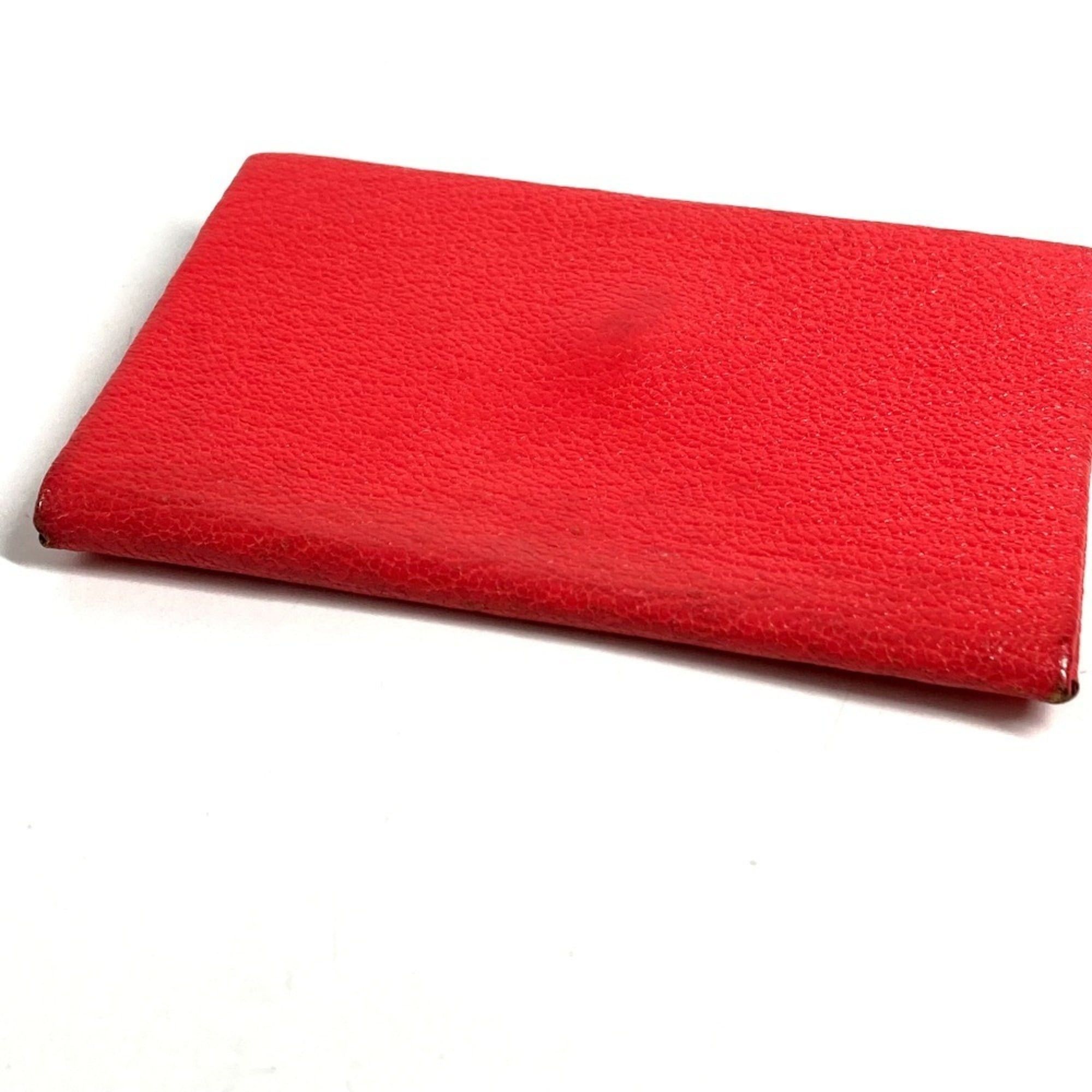 Hermes HERMES Calvi Verso Bicolor Wallet/Coin Purse - A stylish bi-fold wallet/card holder in Chevre leather, suitable for both men and women, red. Size ONE SIZE - 6 Thumbnail