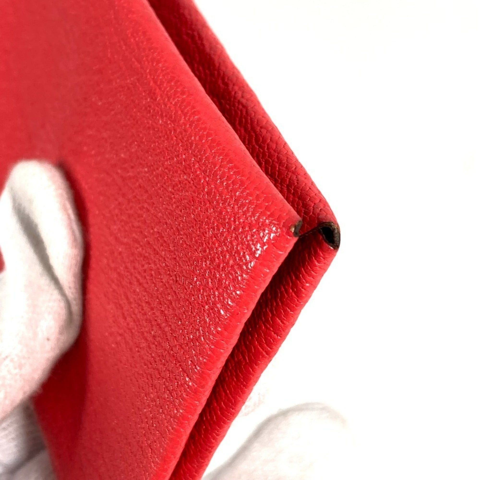 Hermes HERMES Calvi Verso Bicolor Wallet/Coin Purse - A stylish bi-fold wallet/card holder in Chevre leather, suitable for both men and women, red. Size ONE SIZE - 8 Thumbnail