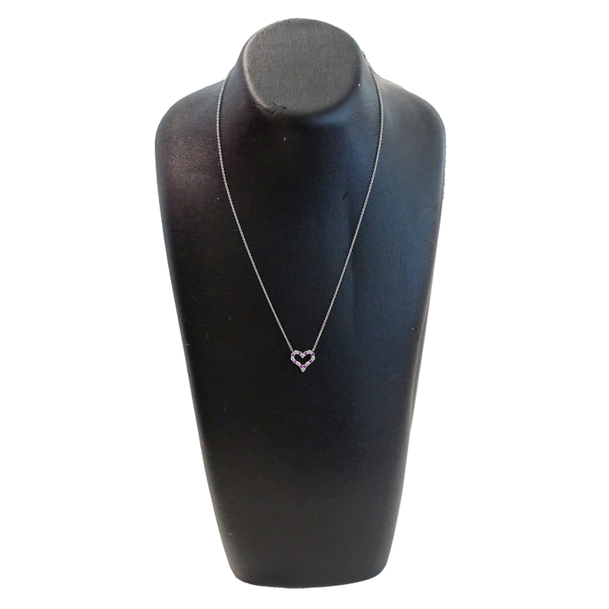 Tiffany & Co. Tiffany & Co. Women's Sentimental Heart Necklace in PT950 Platinum with Diamonds and Pink Sapphires, Polished Size ONE SIZE - 11 Thumbnail