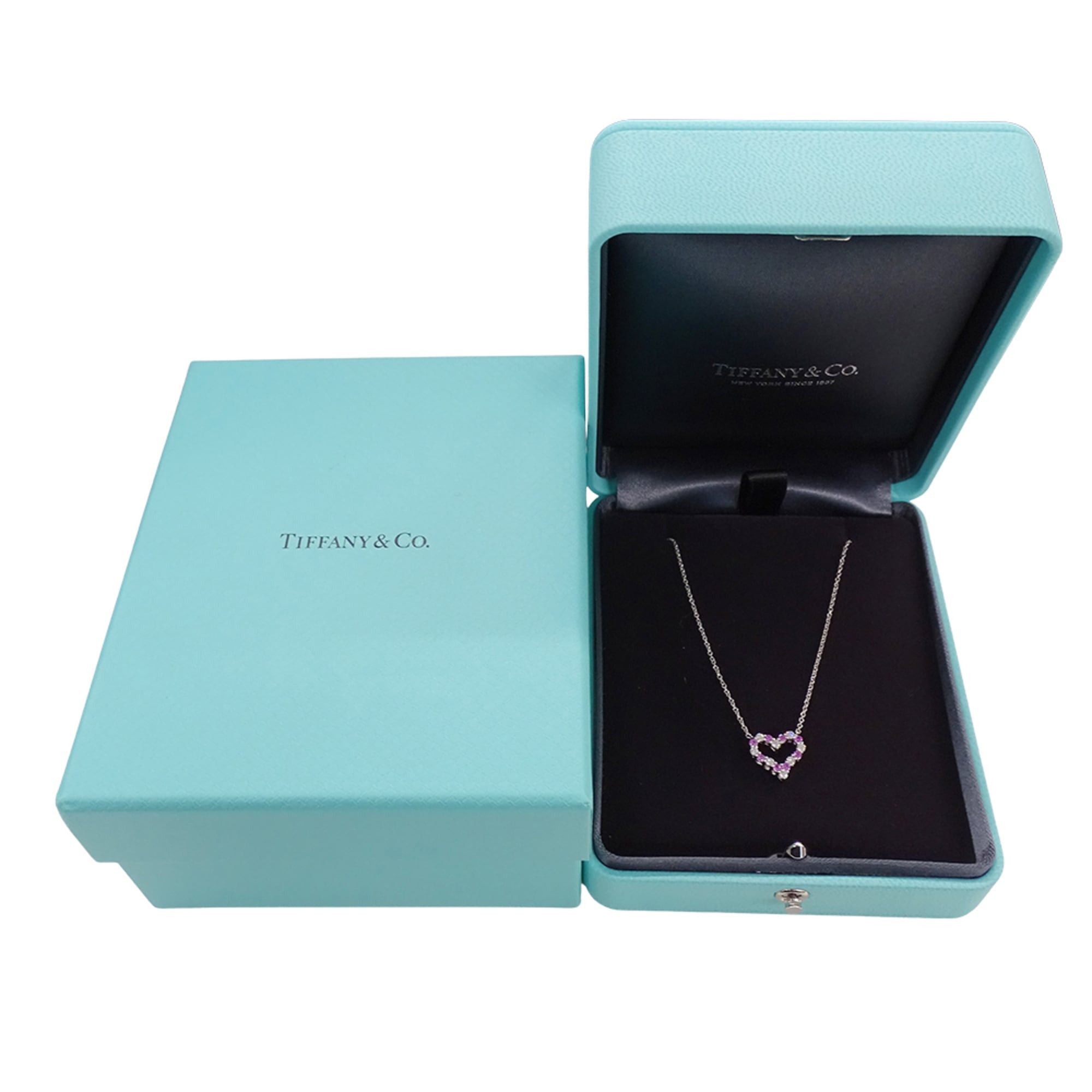 Tiffany & Co. Tiffany & Co. Women's Sentimental Heart Necklace in PT950 Platinum with Diamonds and Pink Sapphires, Polished Size ONE SIZE - 10 Thumbnail