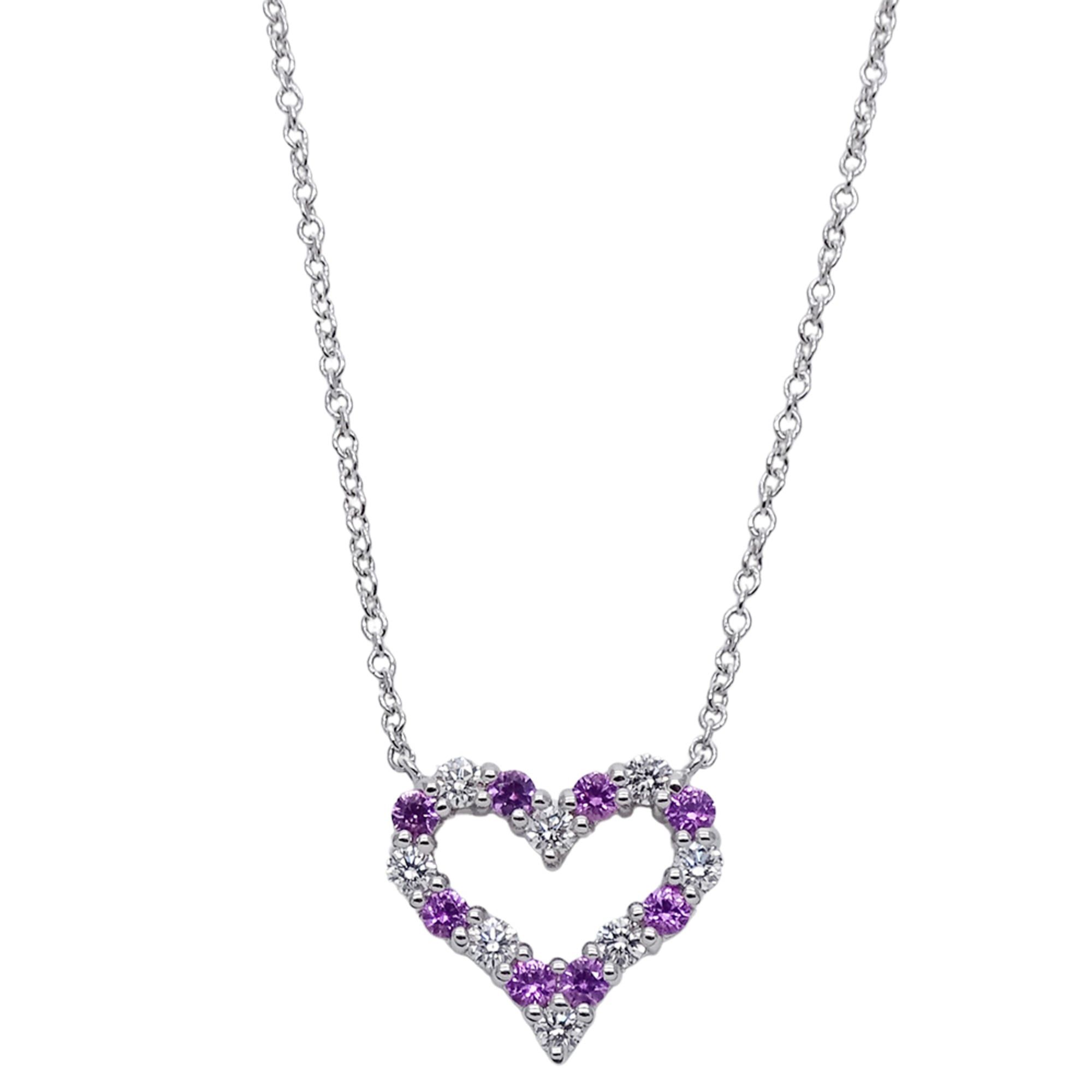 Tiffany & Co. Tiffany & Co. Women's Sentimental Heart Necklace in PT950 Platinum with Diamonds and Pink Sapphires, Polished Size ONE SIZE - 4 Thumbnail