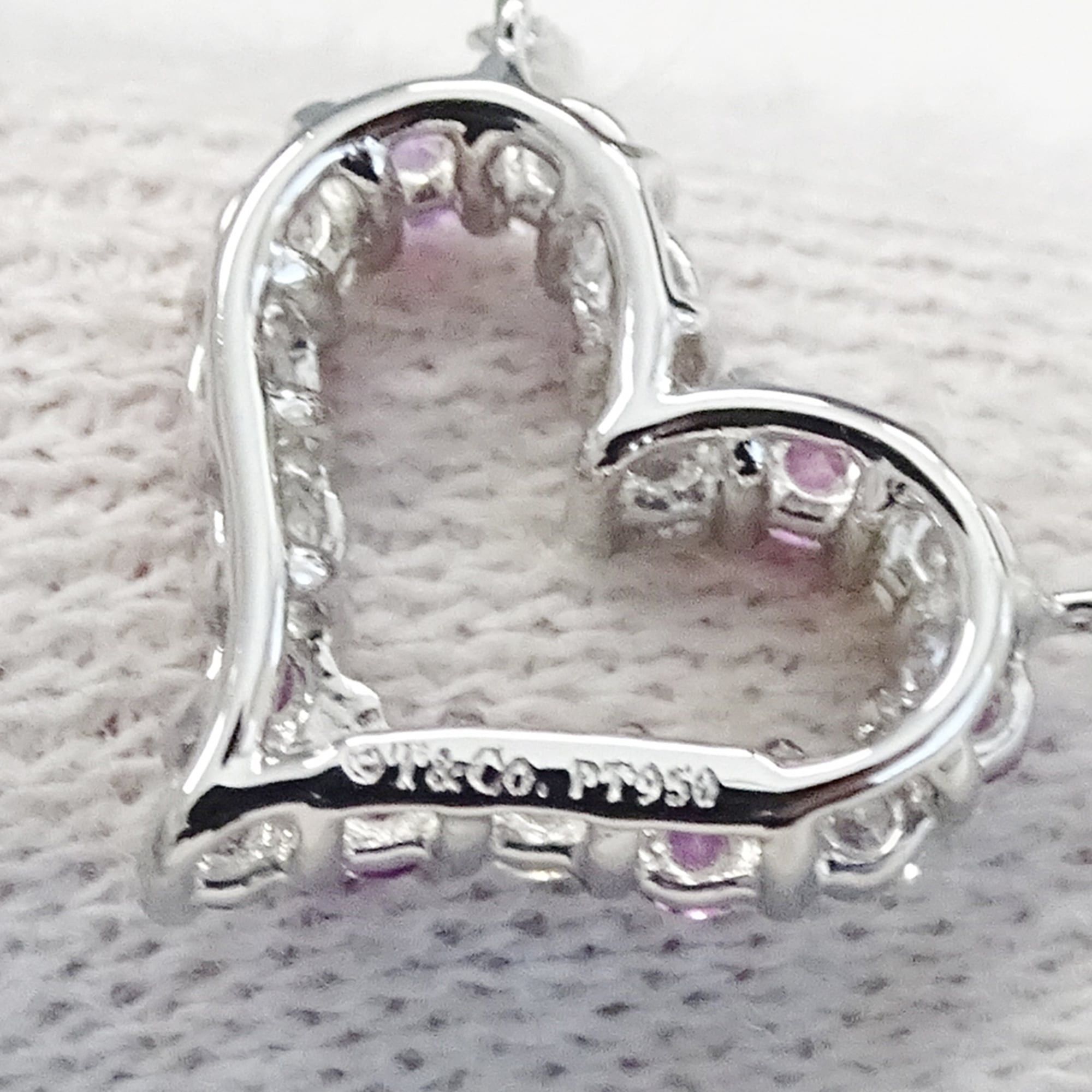 Tiffany & Co. Tiffany & Co. Women's Sentimental Heart Necklace in PT950 Platinum with Diamonds and Pink Sapphires, Polished Size ONE SIZE - 8 Thumbnail